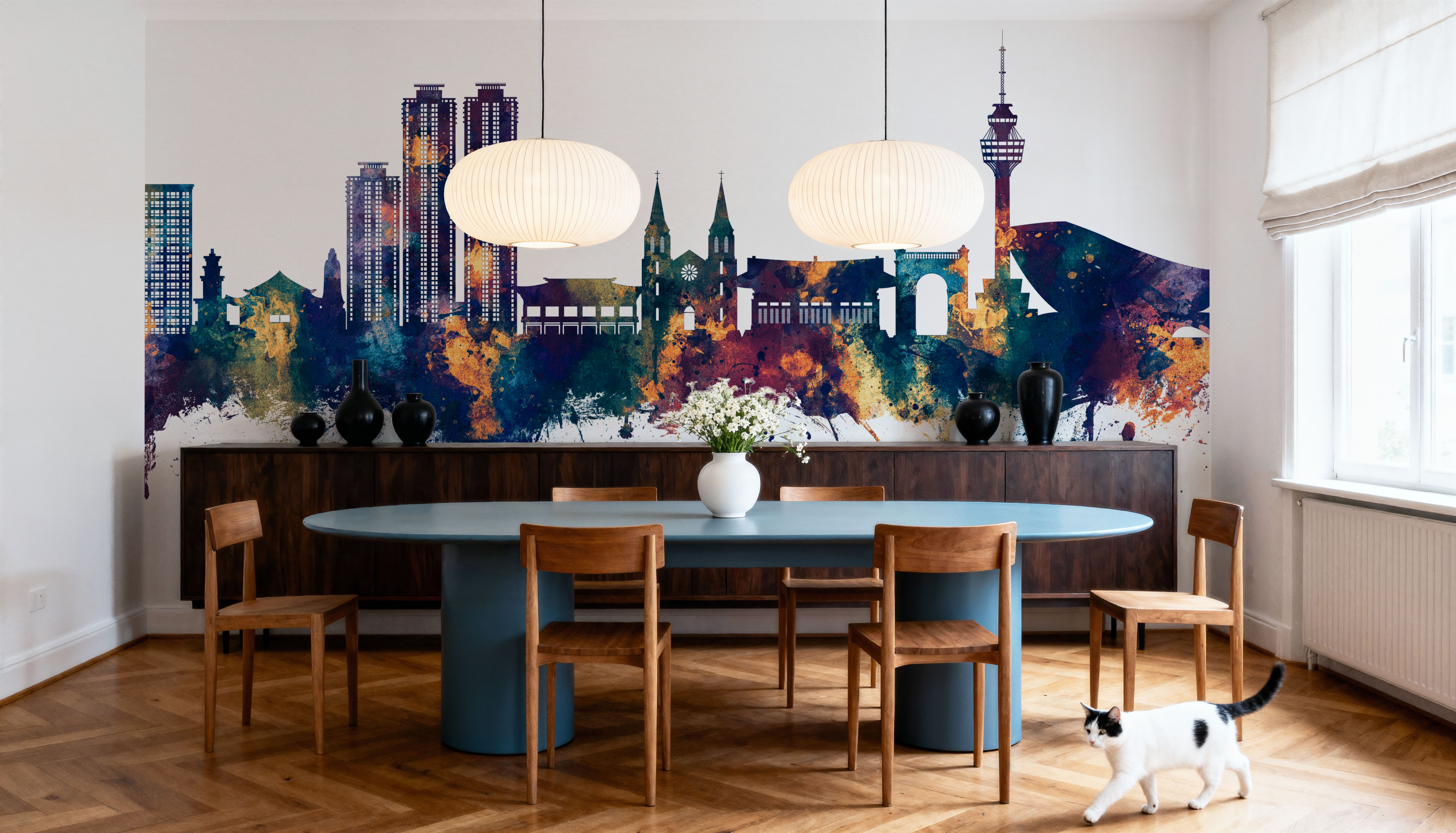 Daegu South Korea Skyline Blue & Bronze