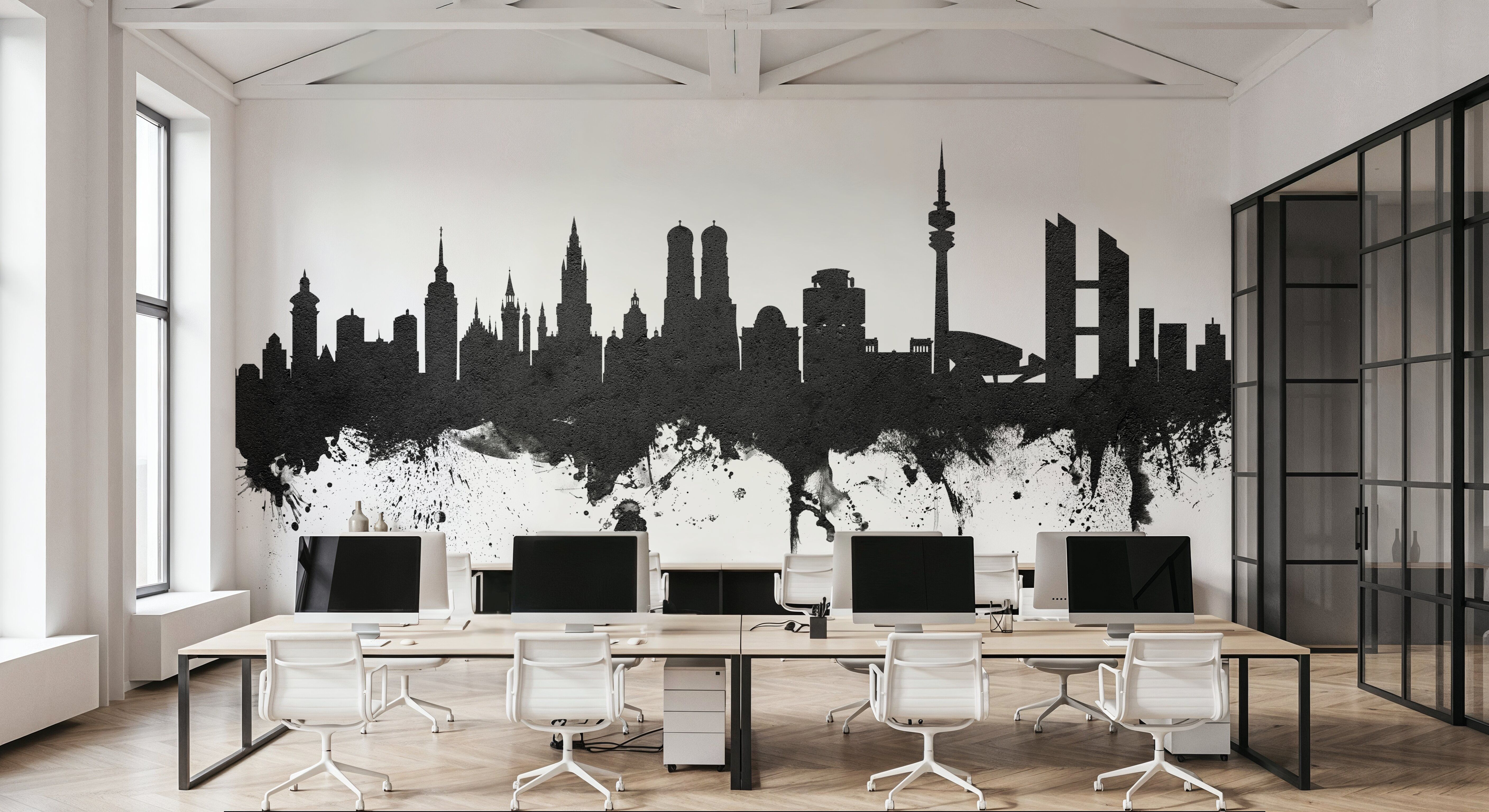 Munich Skyline Black & White