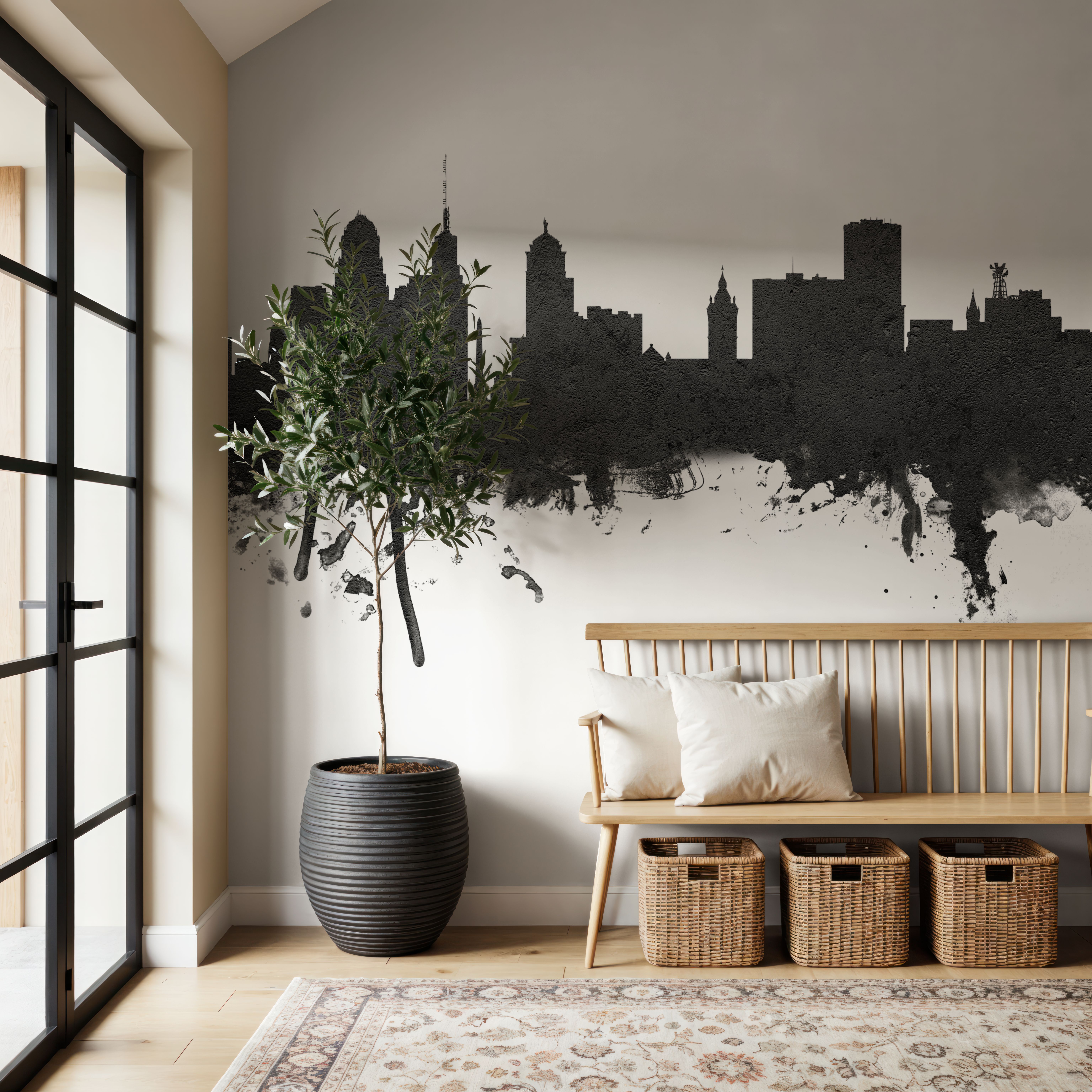 Buffalo New York Skyline Black & White