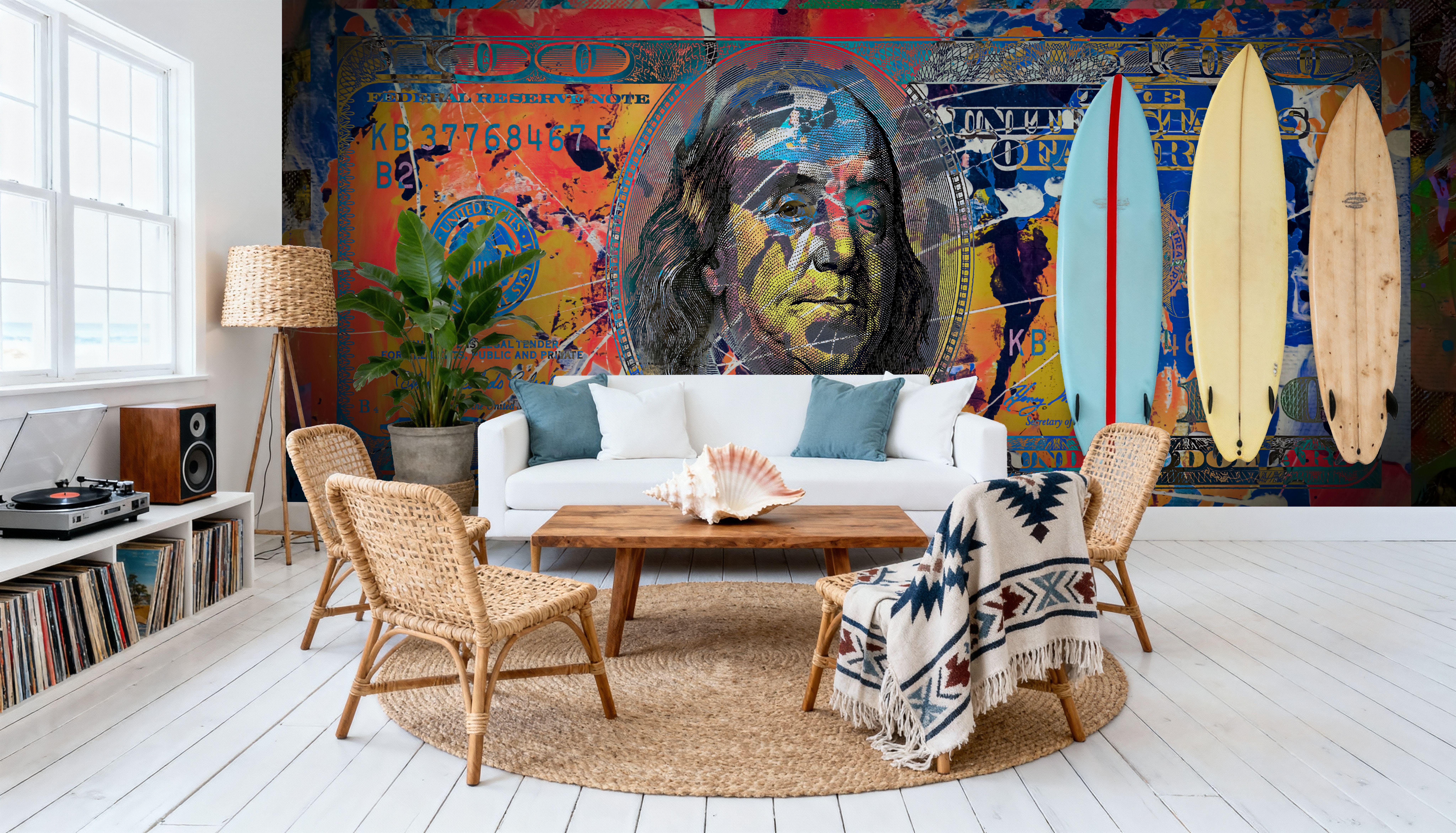 Grunge $100 Dollar Bill, Wallpaper