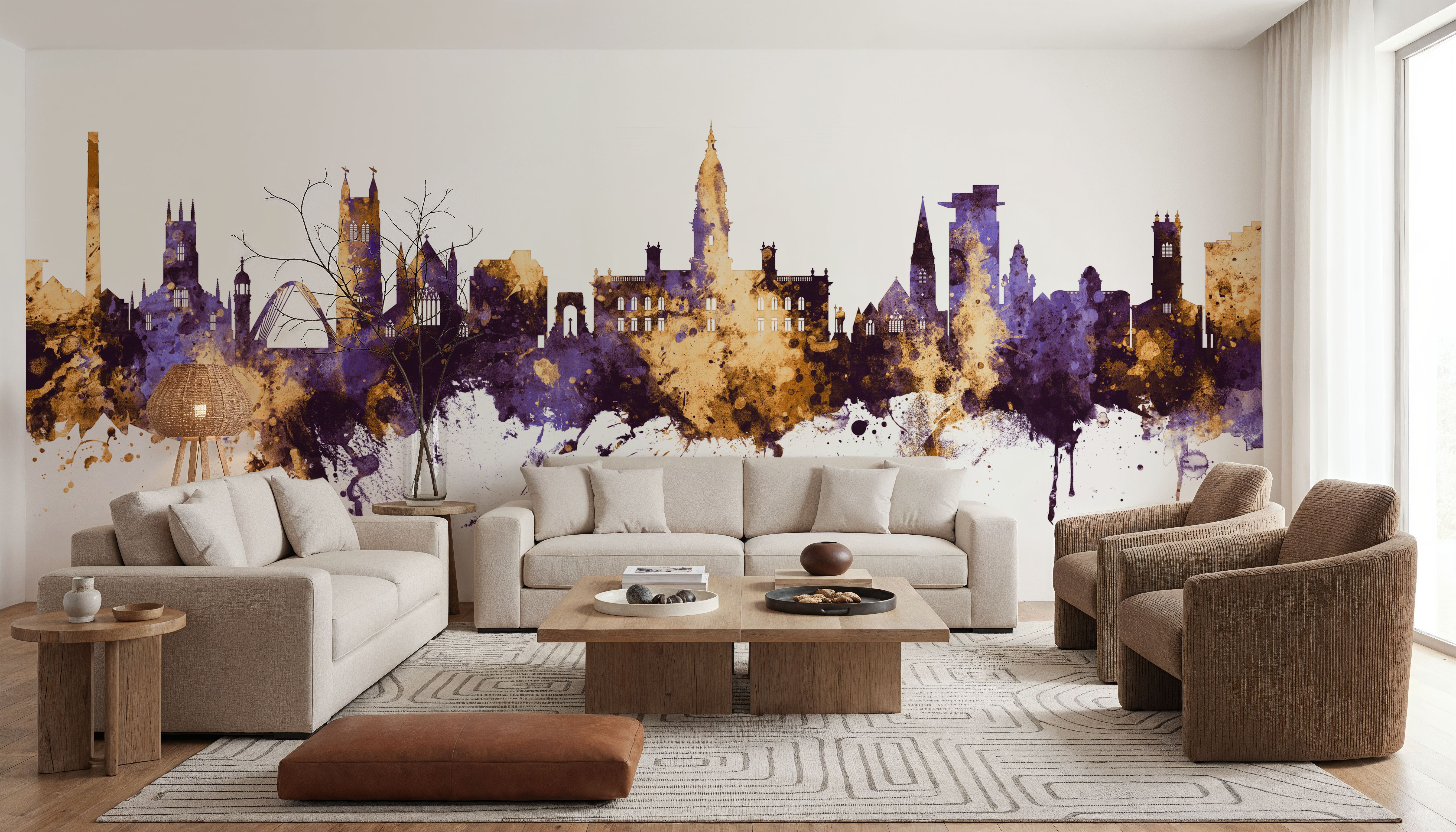 Bolton England Skyline Purple & Gold