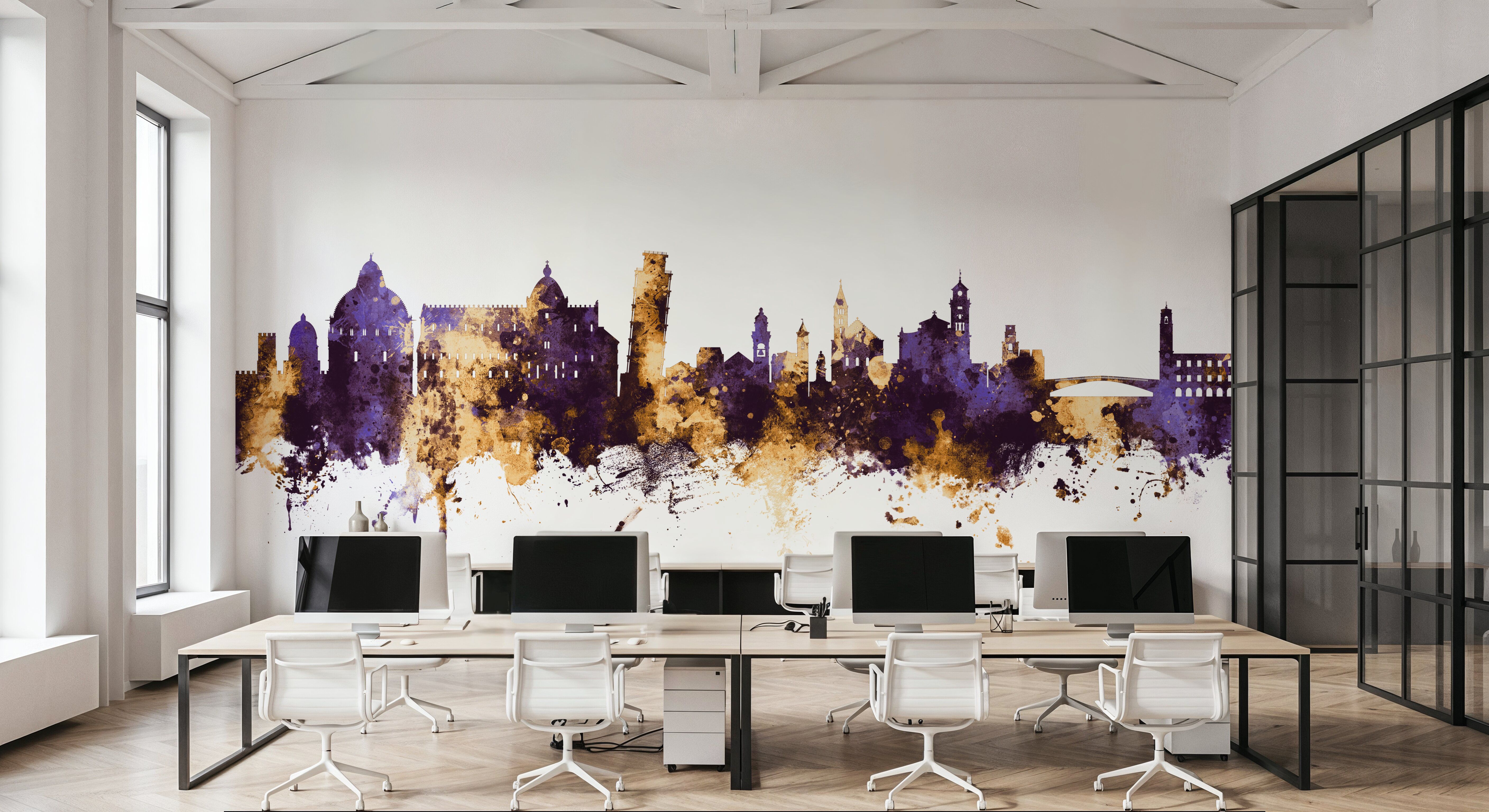 Pisa Italy Skyline Purple & Gold