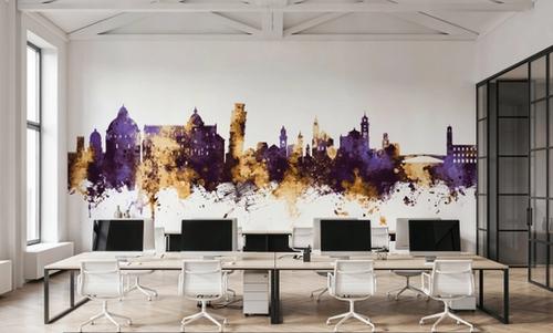 Pisa Italy Skyline Purple & Gold