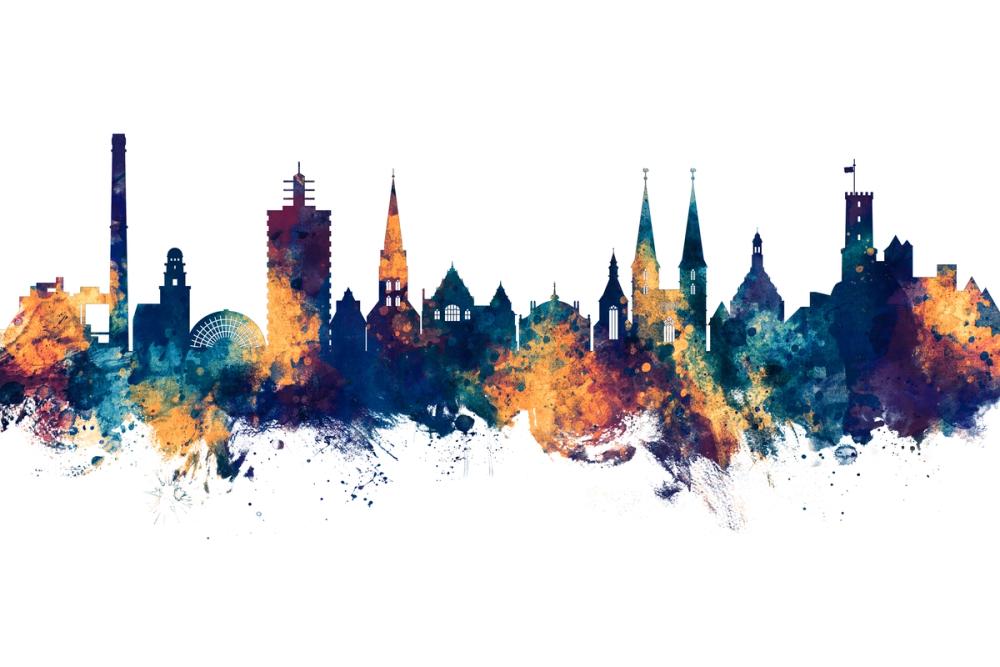 Bielefeld Germany Skyline Blue & Bronze