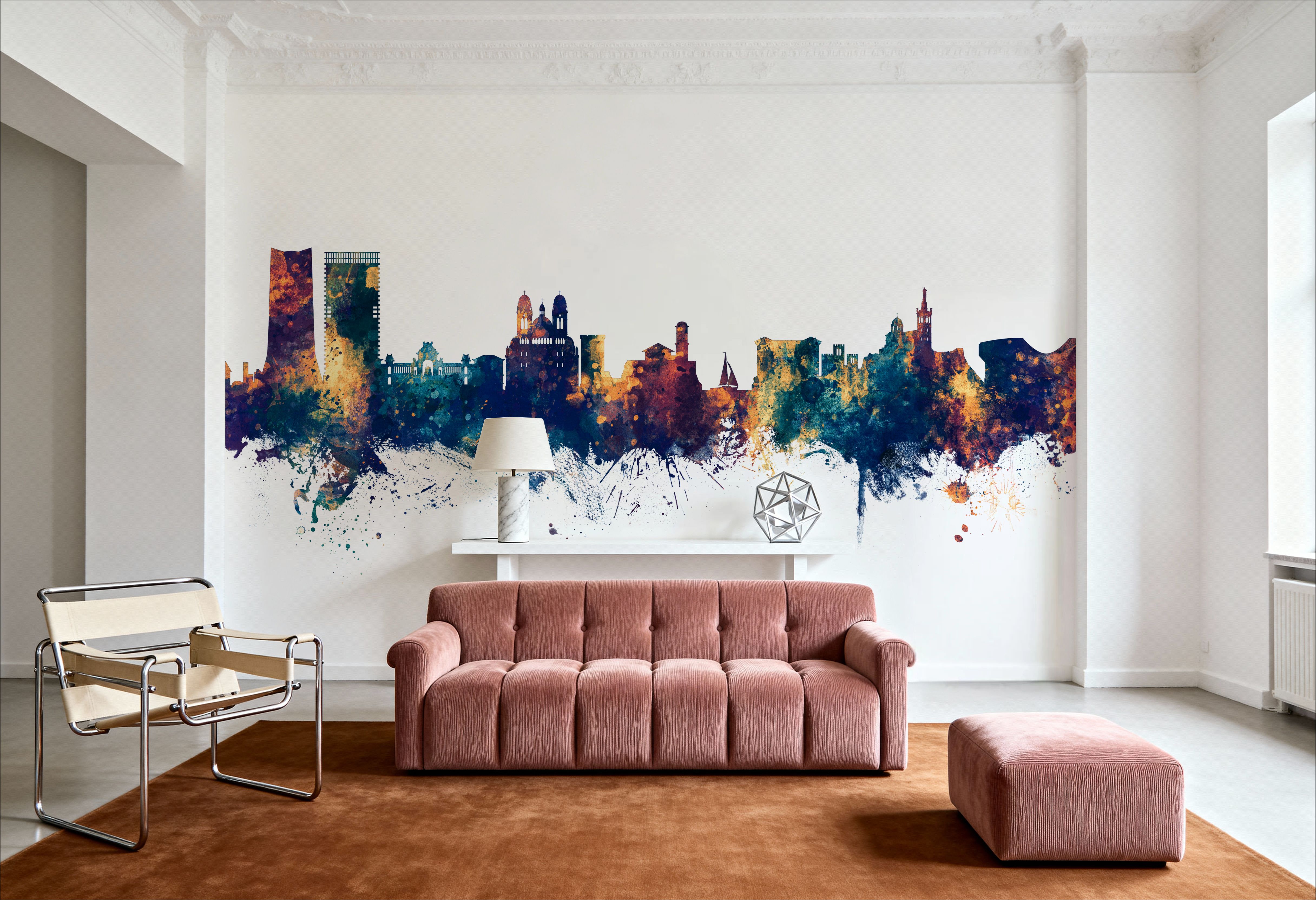 Marseille France Skyline Blue & Bronze