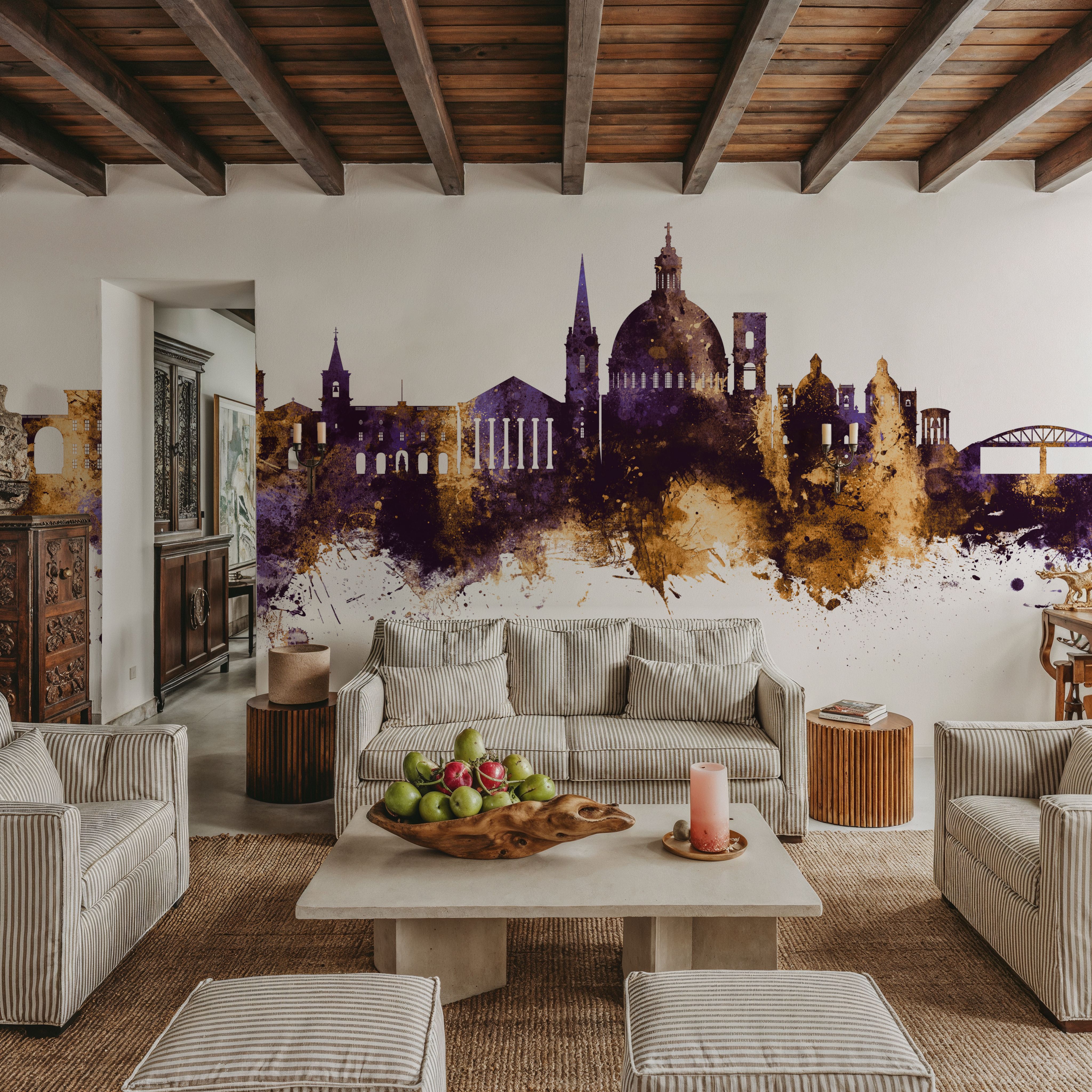 Valletta Malta Skyline Purple & Gold