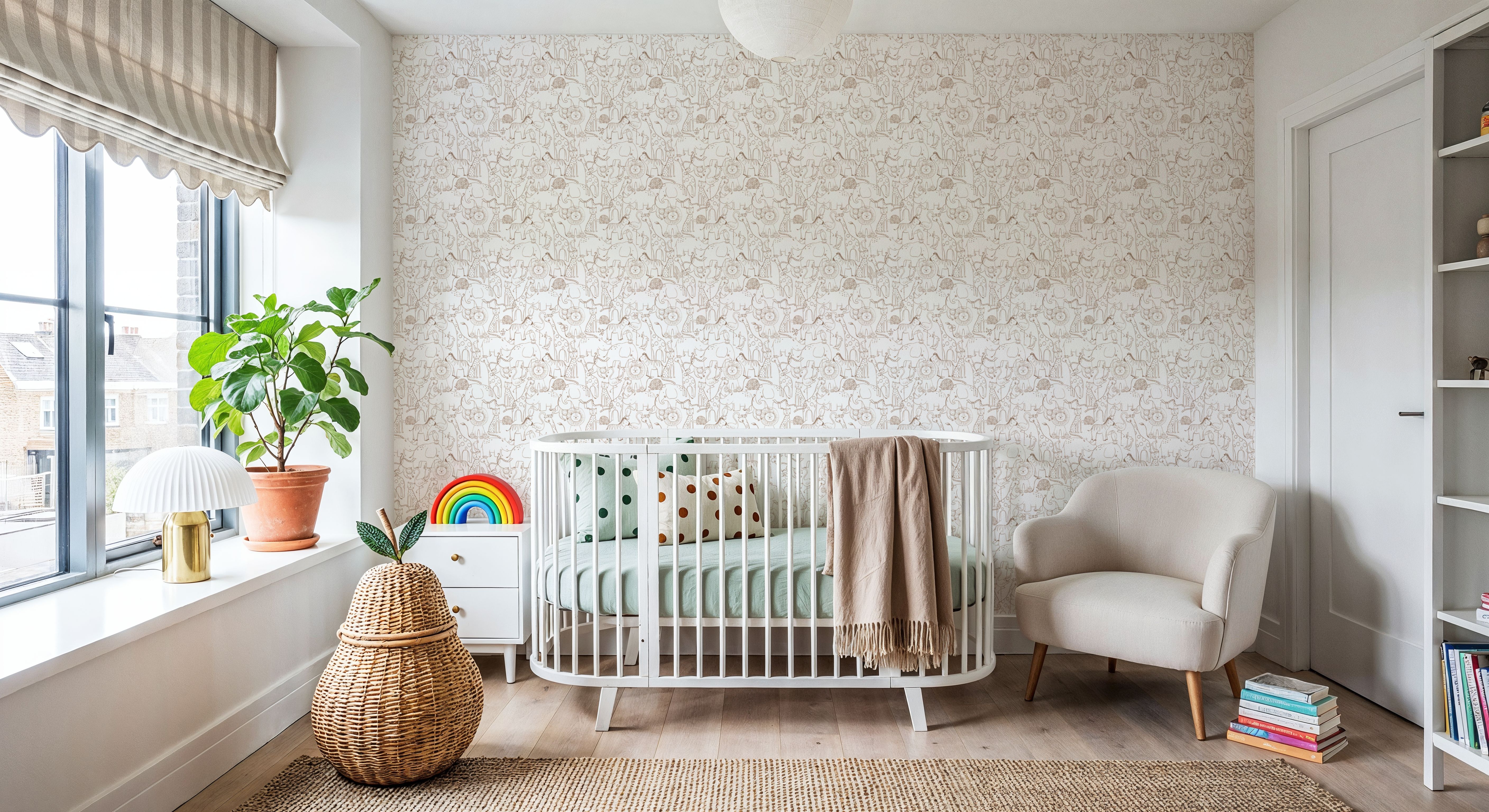 Calm & Cute Baby Animals Pattern, Beige