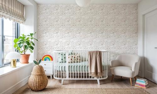 Calm & Cute Baby Animals Pattern, Beige