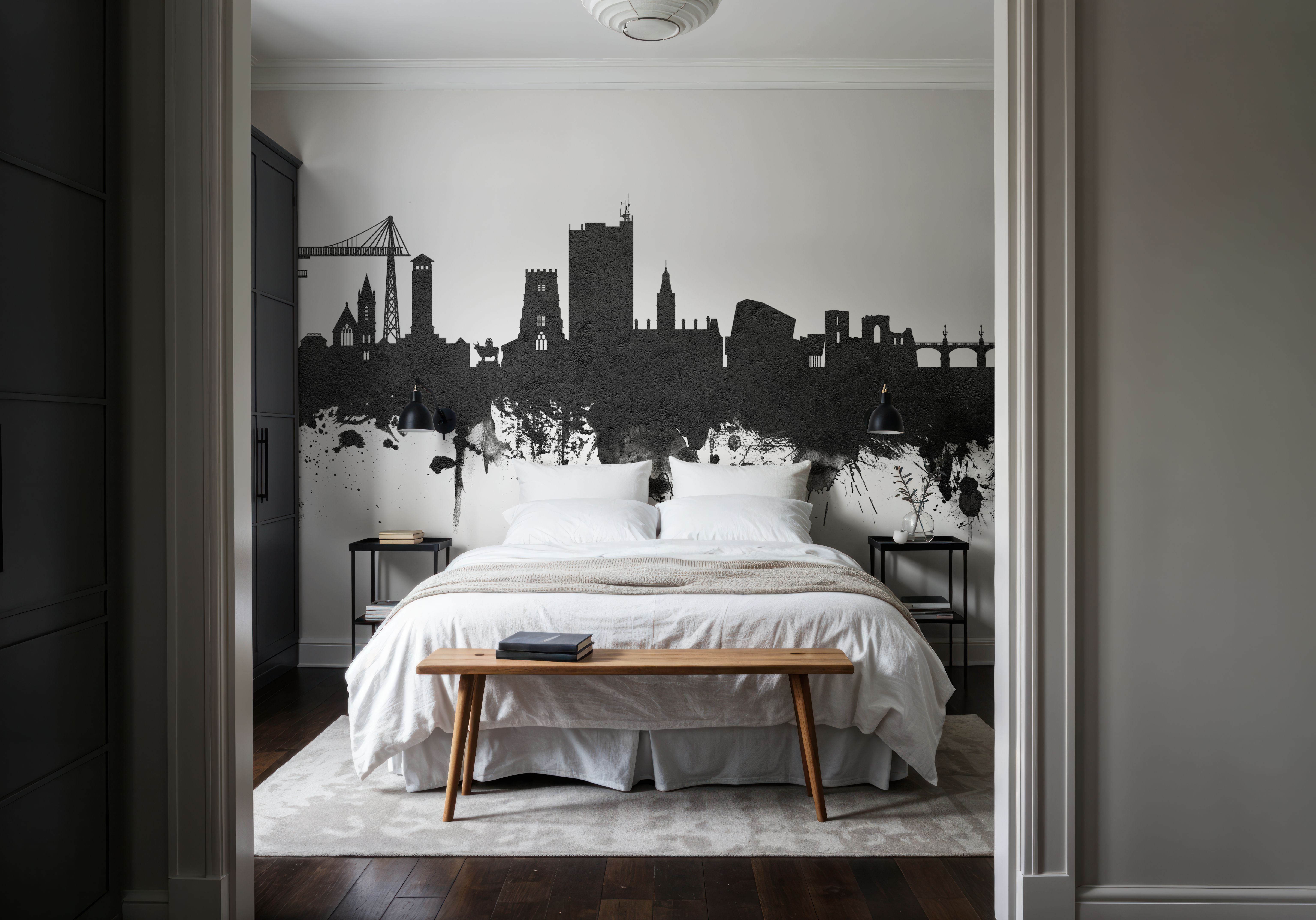 Newport Wales Skyline Black & White