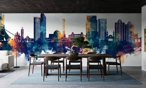 Algiers Algeria Skyline Blue & Bronze