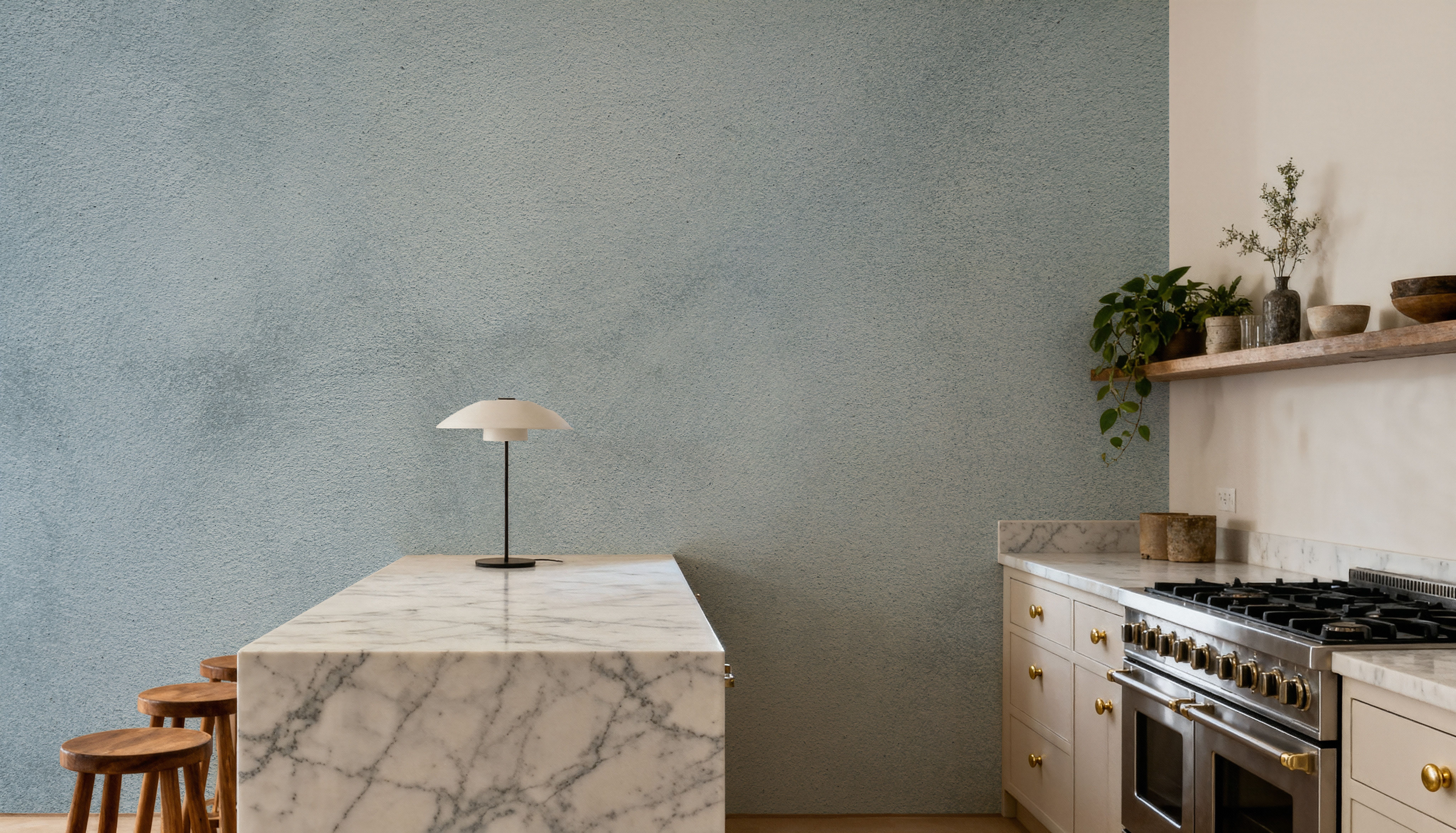 Stucco, Ice Blue, Wallpaper