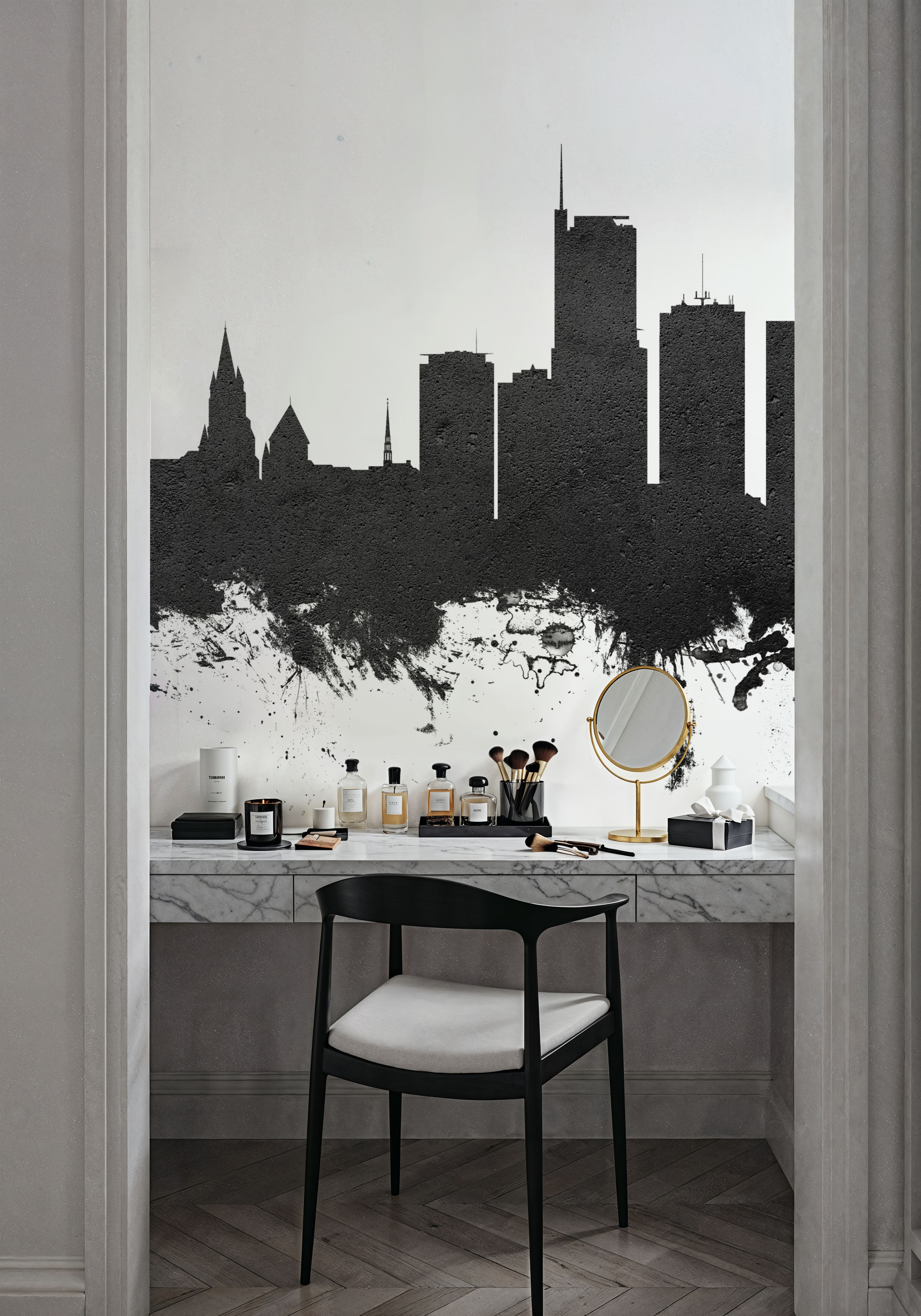 Essen Germany Skyline Black & White