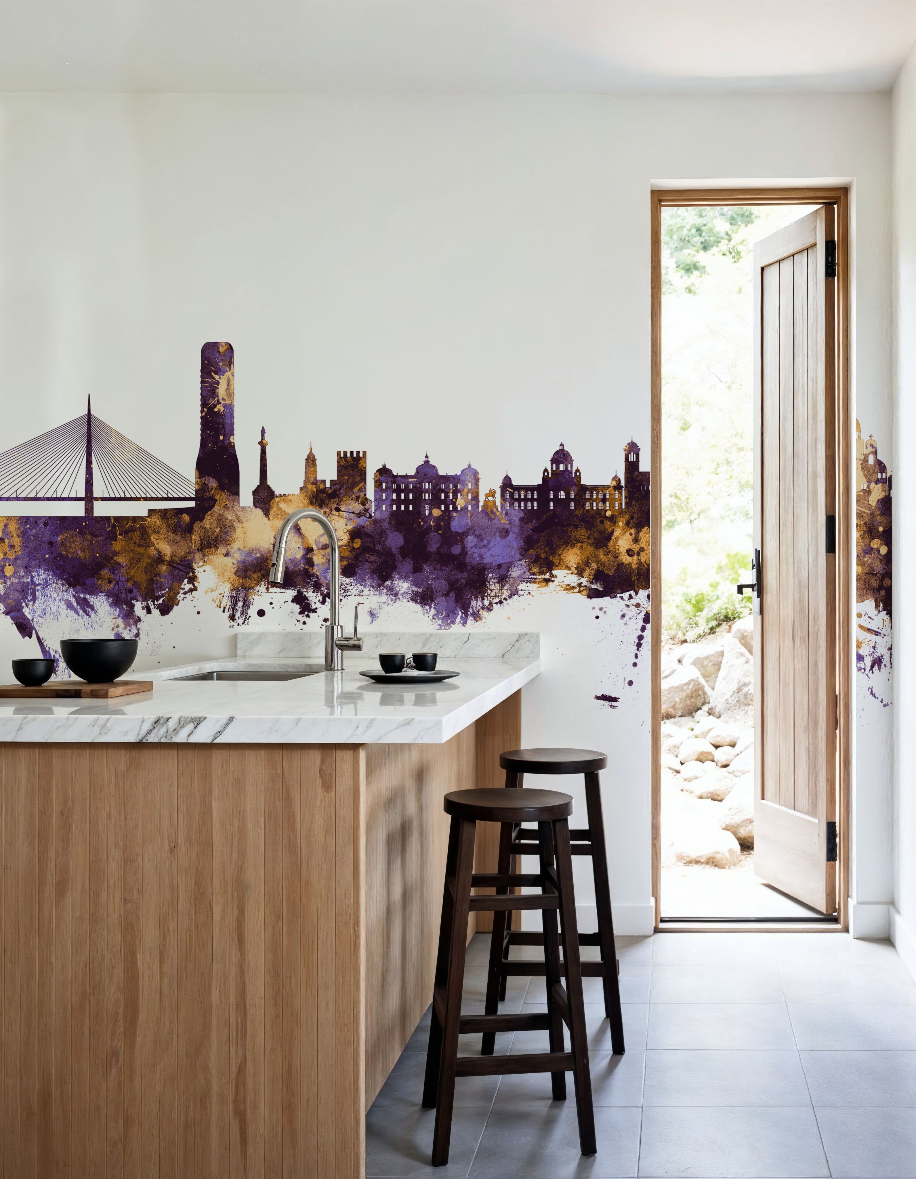 Belgrade Serbia Skyline Purple & Gold