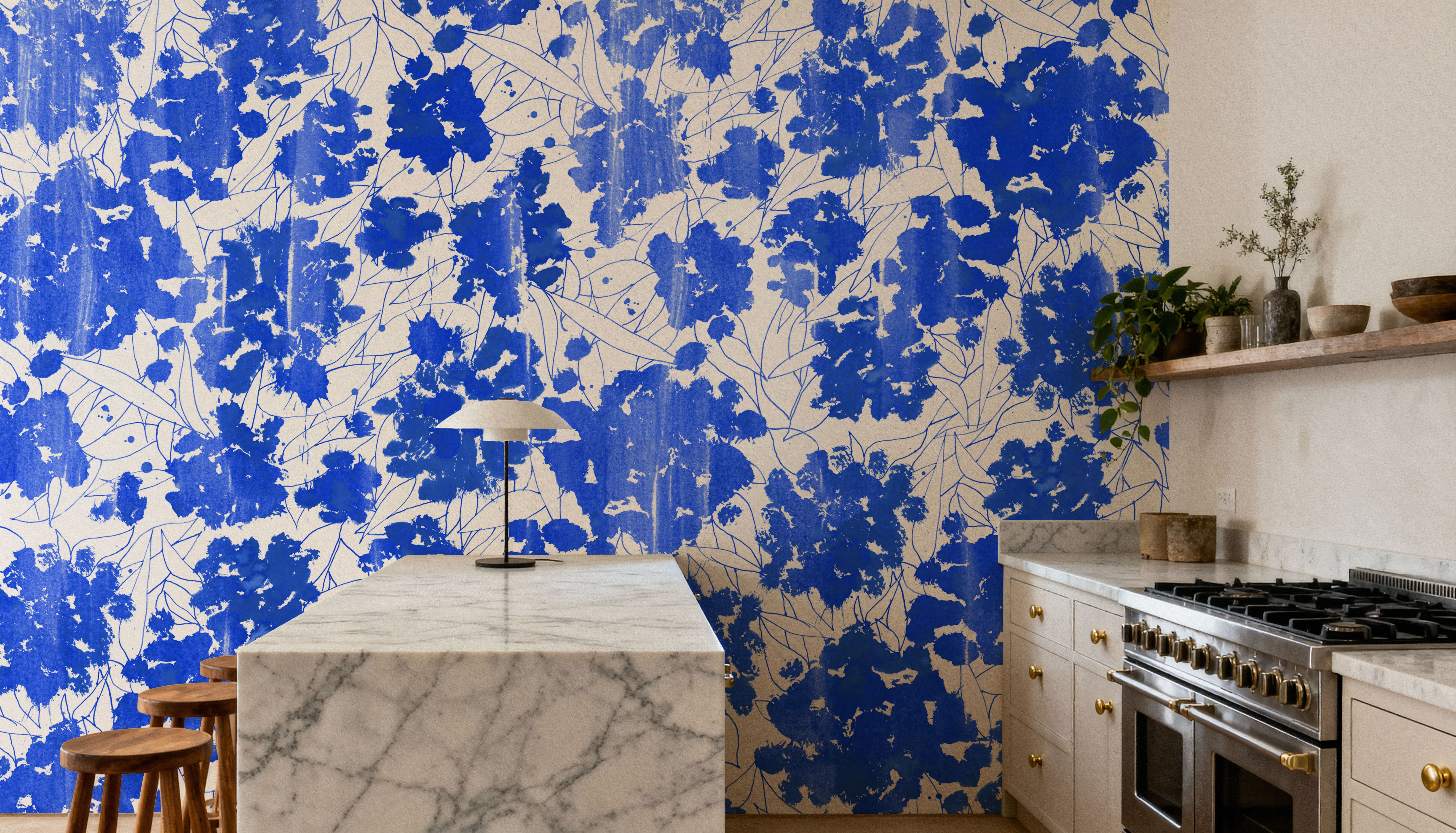 Indigo Poufs on White