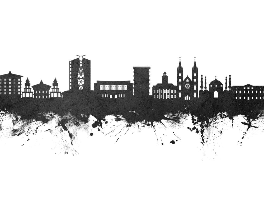 Paramaribo Suriname Skyline Black & White