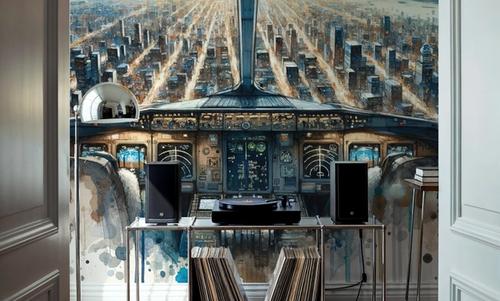 Cityscape from Airplane Cockpit