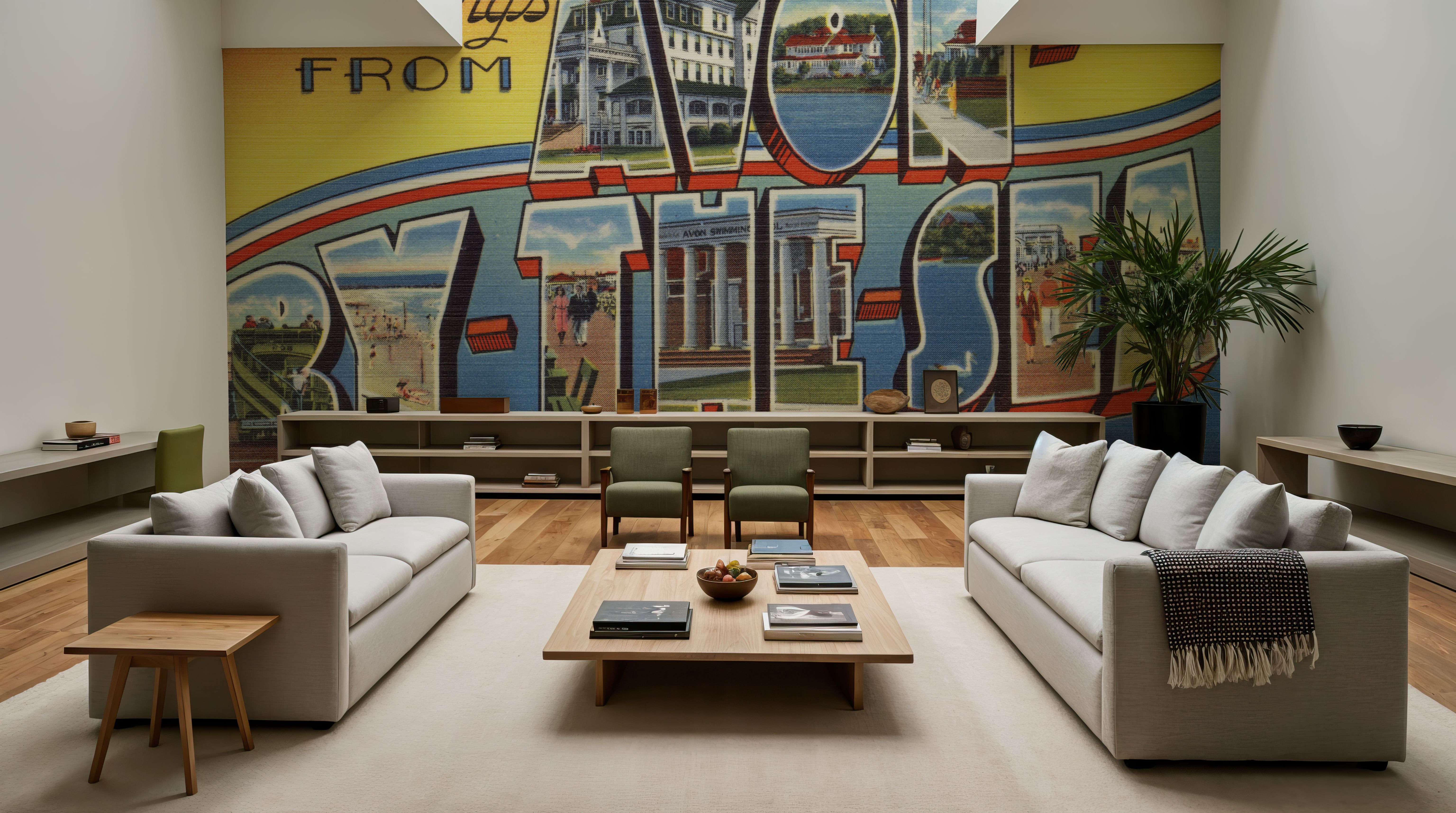 Greetings from Avon-by-the-sea - Screenprint Postcard, Wallpaper