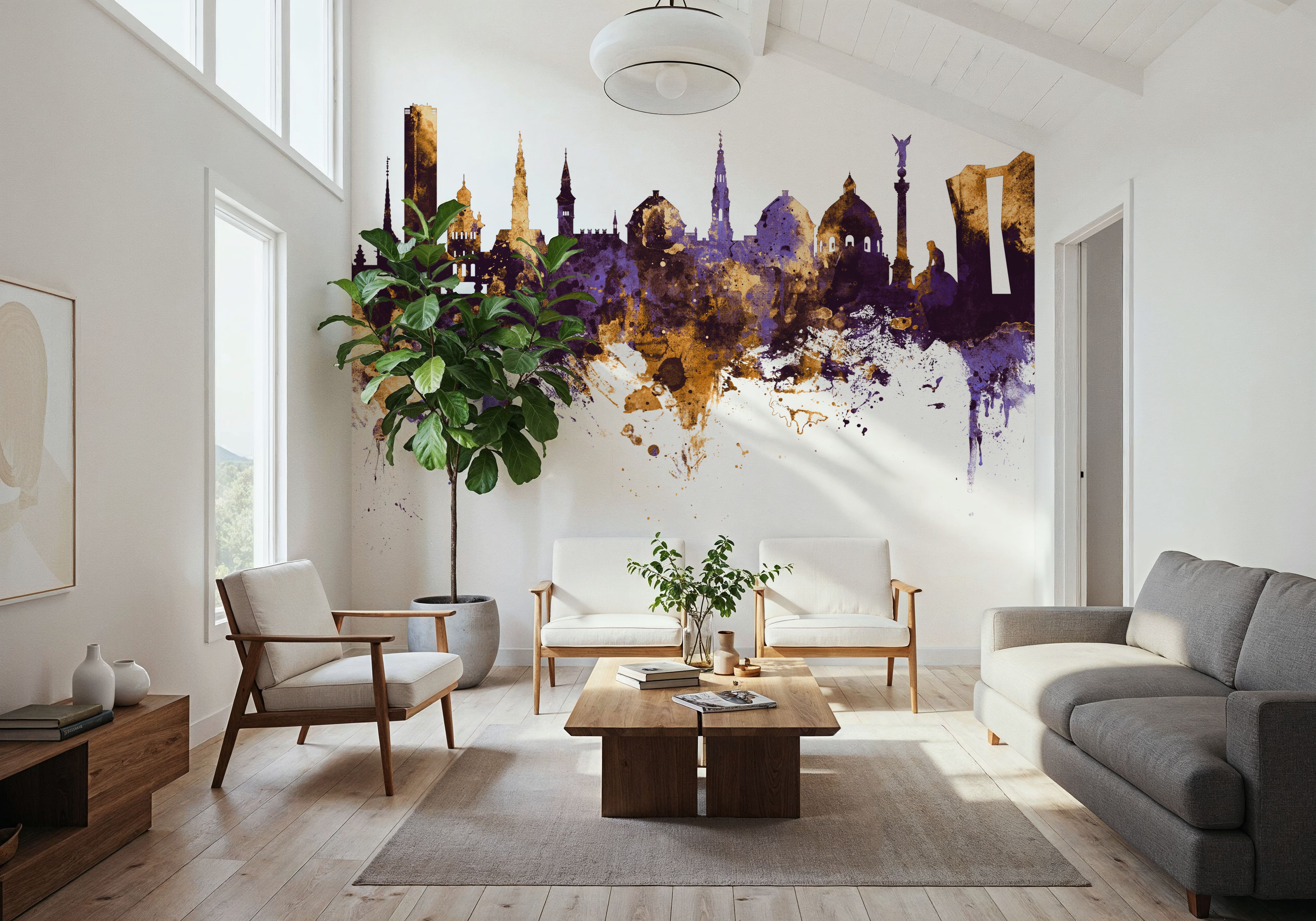 Copenhagen Skyline Purple & Gold