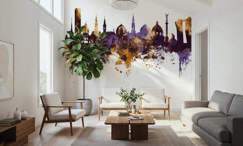 Copenhagen Skyline Purple & Gold