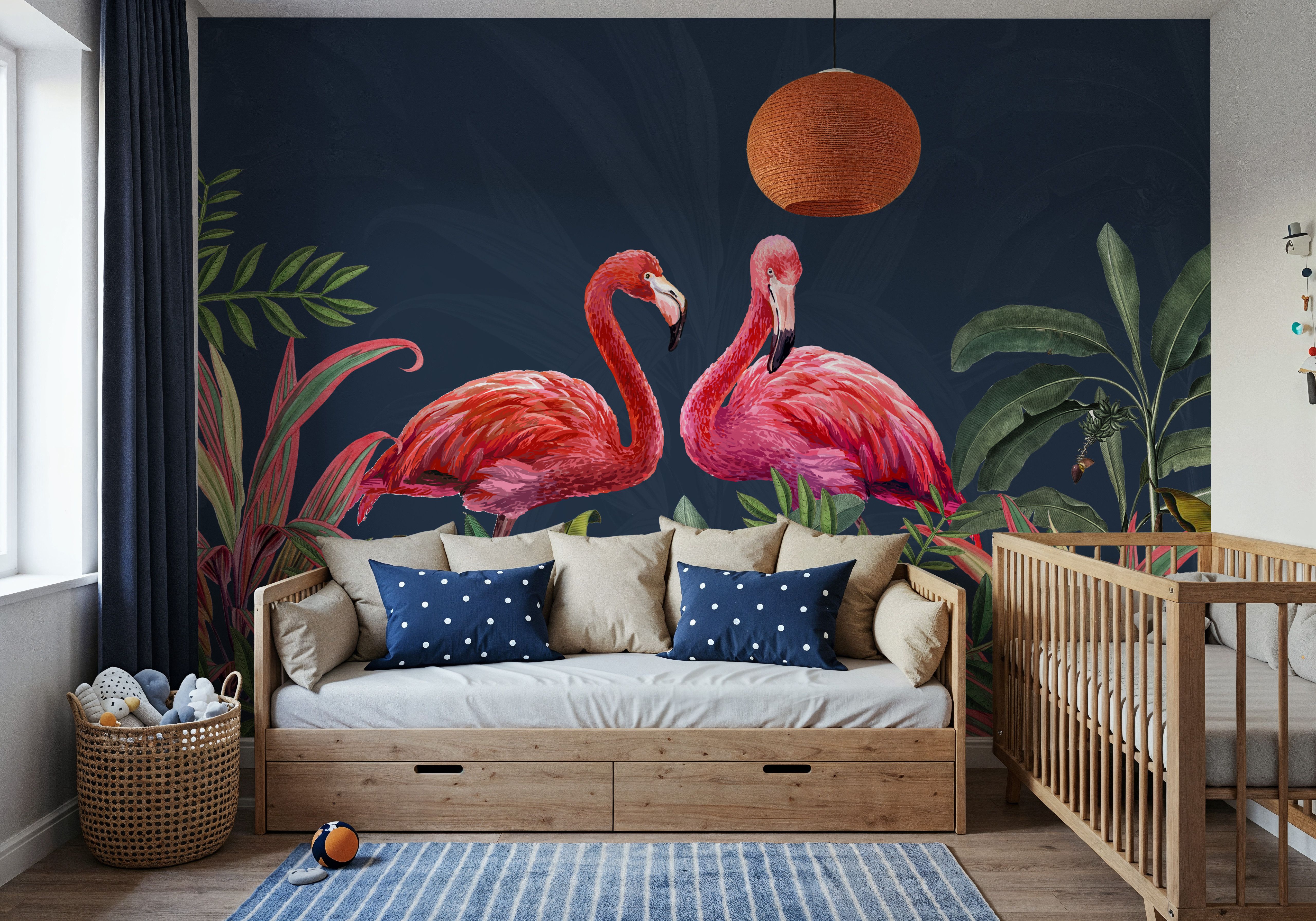 Shy Flamingos Blue
