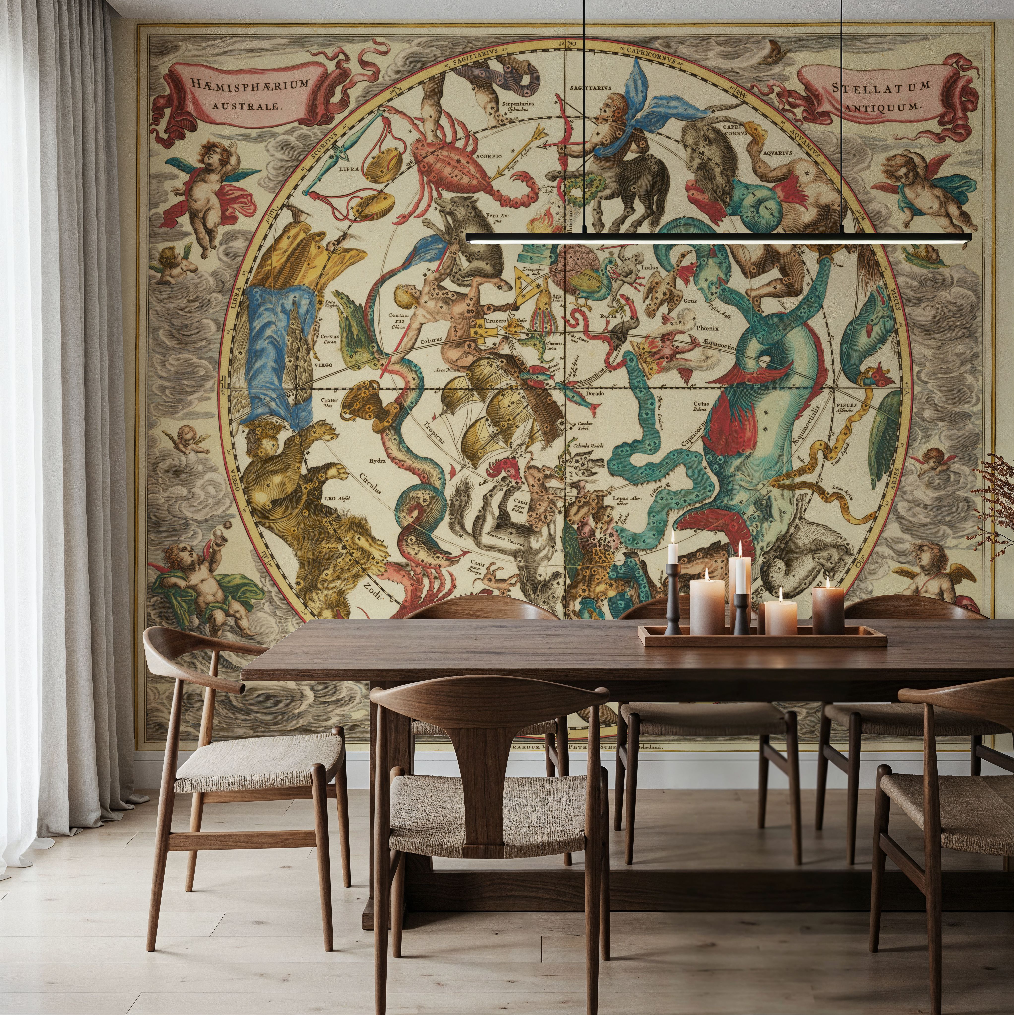 Antique Celestial Chart, Haemisphaerium Stellatum Australe Antiquum