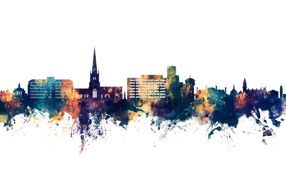 Solihull England Skyline Blue & Bronze