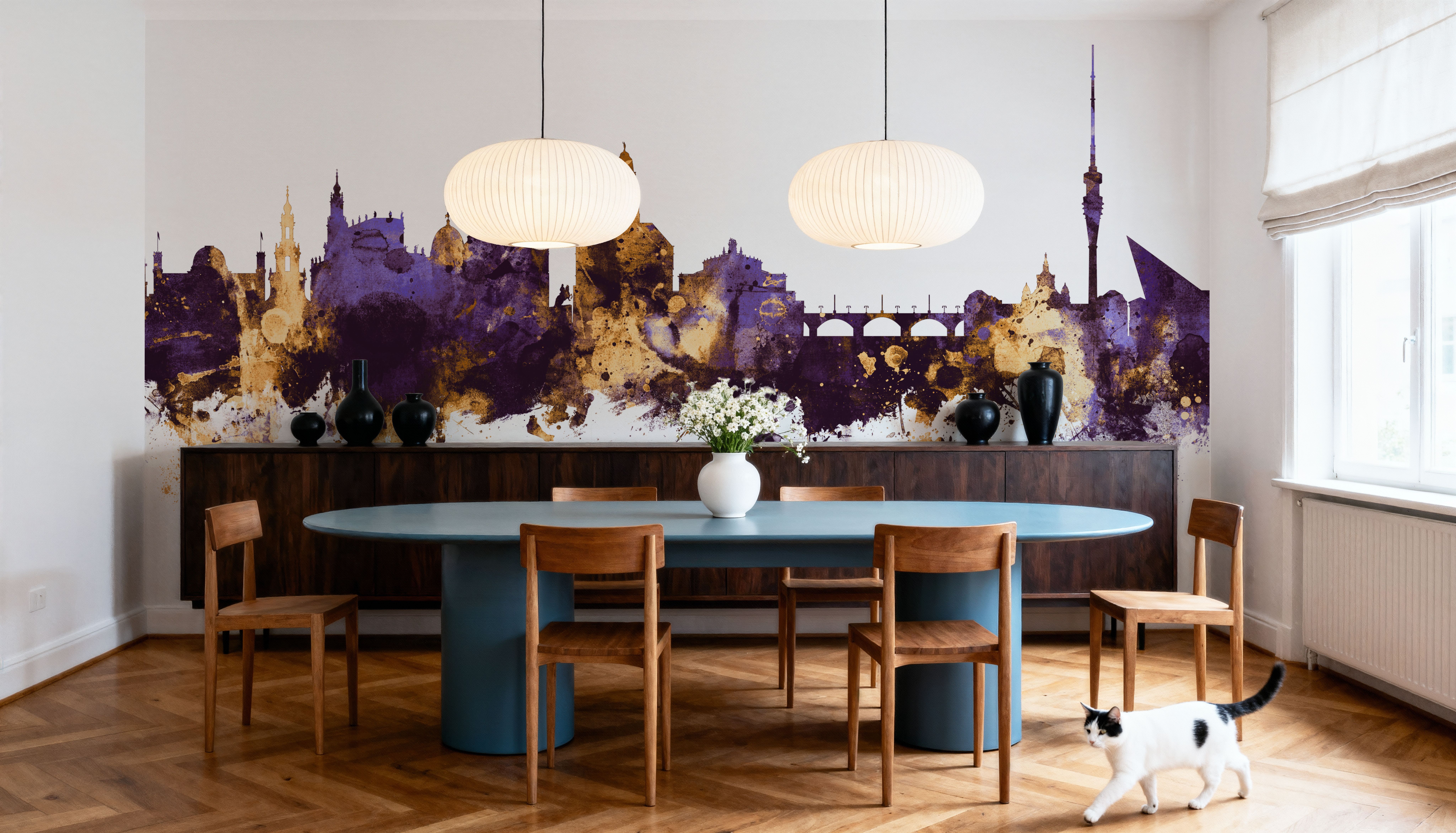 Dresden Germany Skyline Purple & Gold