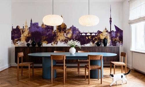 Dresden Germany Skyline Purple & Gold