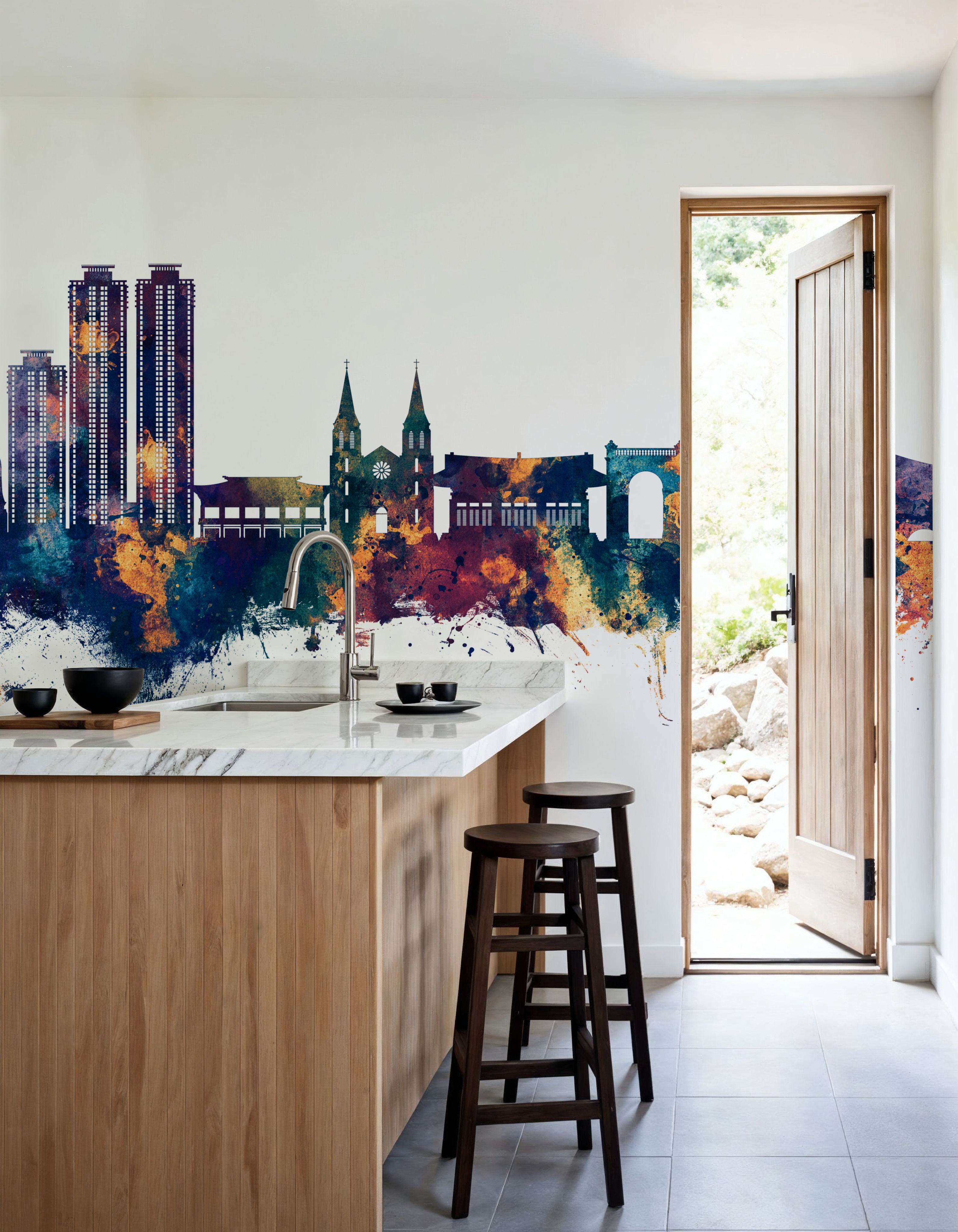 Daegu South Korea Skyline Blue & Bronze
