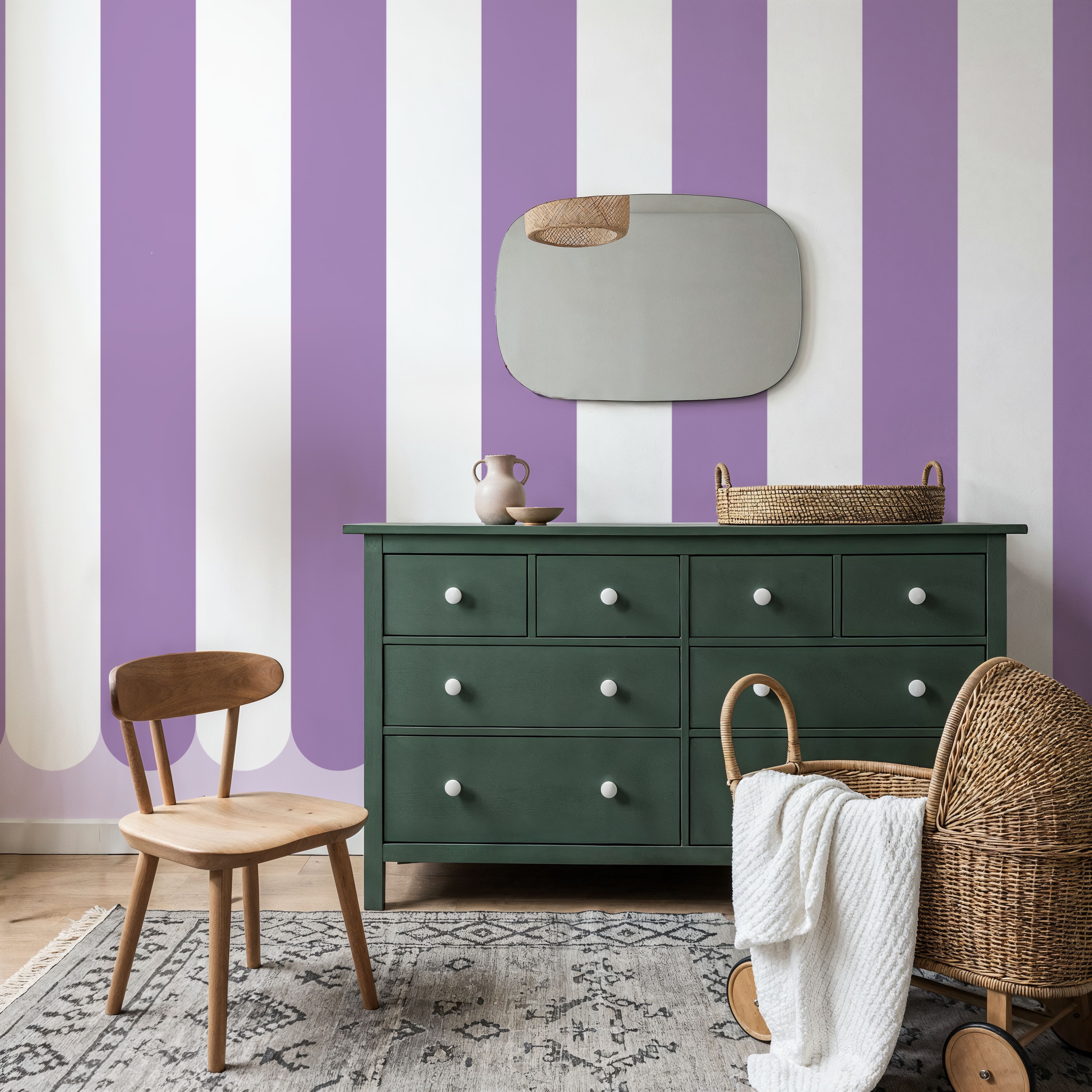 Scalloped Circus Stripes, Purple