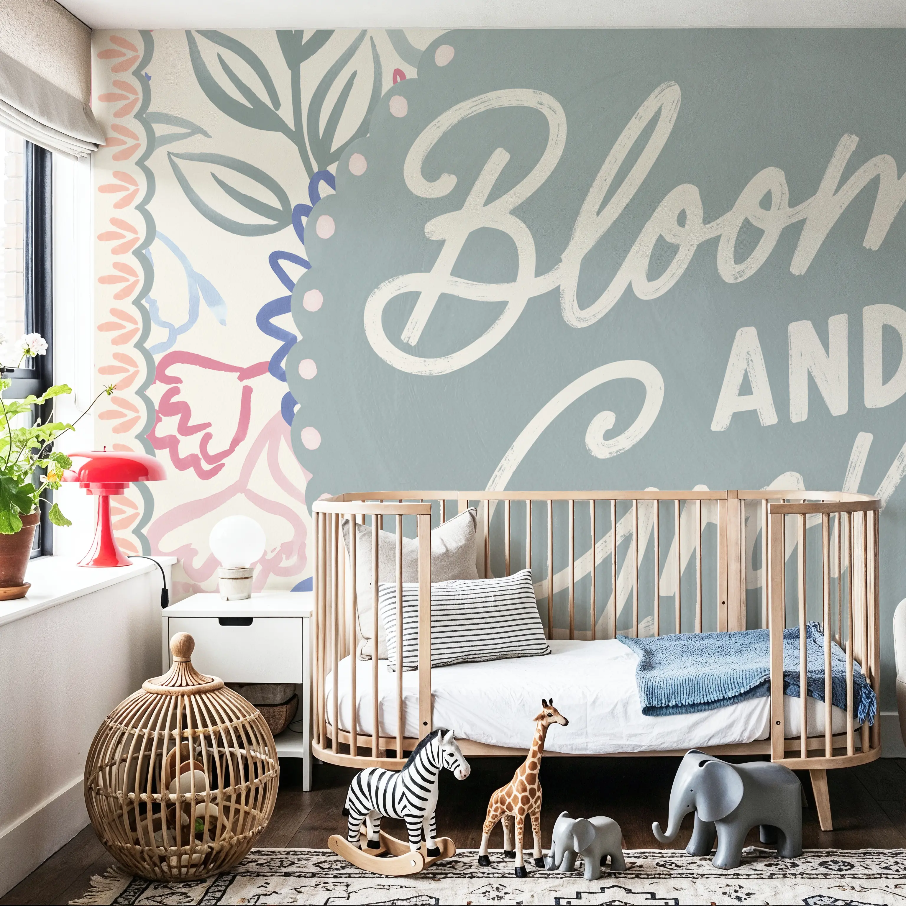 Fotobehang - Blooming Spring VI - Bloemen Natuur Mural - Groen - Kinderkamer - Wallism België - Zelfklevend of Vliesbehang