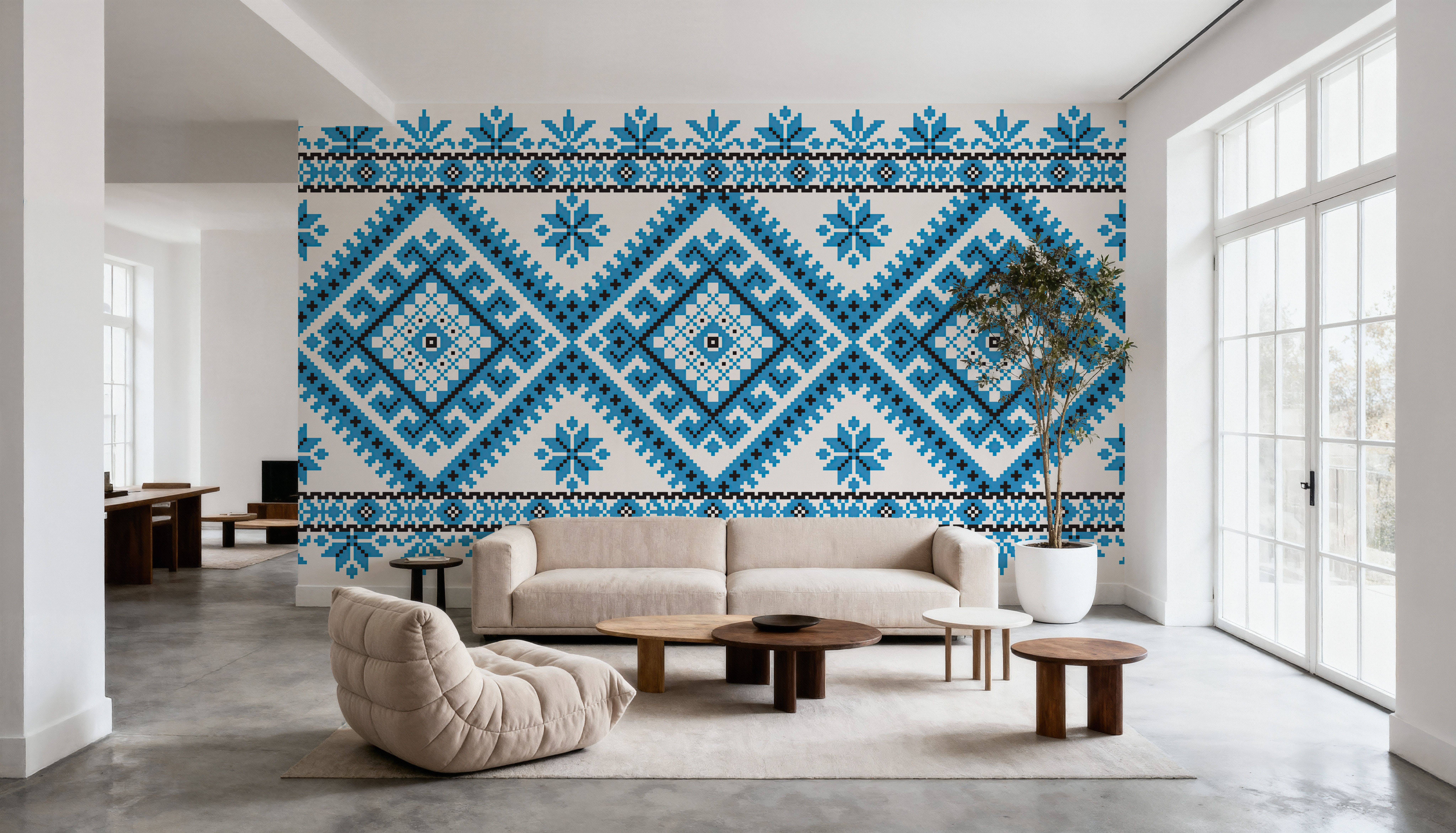 Pixel Embroidery Blue