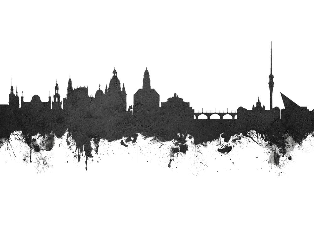 Dresden Germany Skyline Black & White