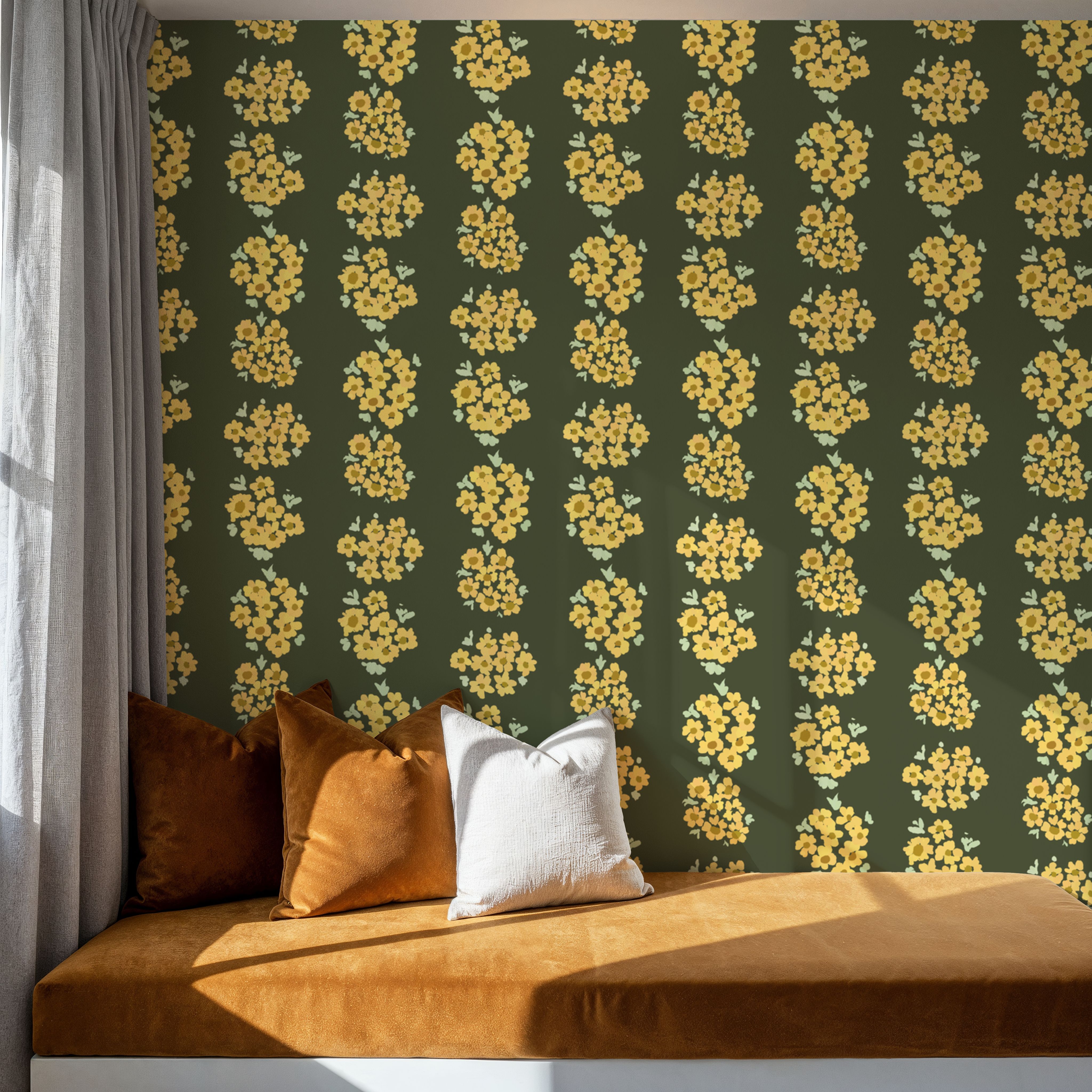 Ditsy Floral Clusters, Avocado Green