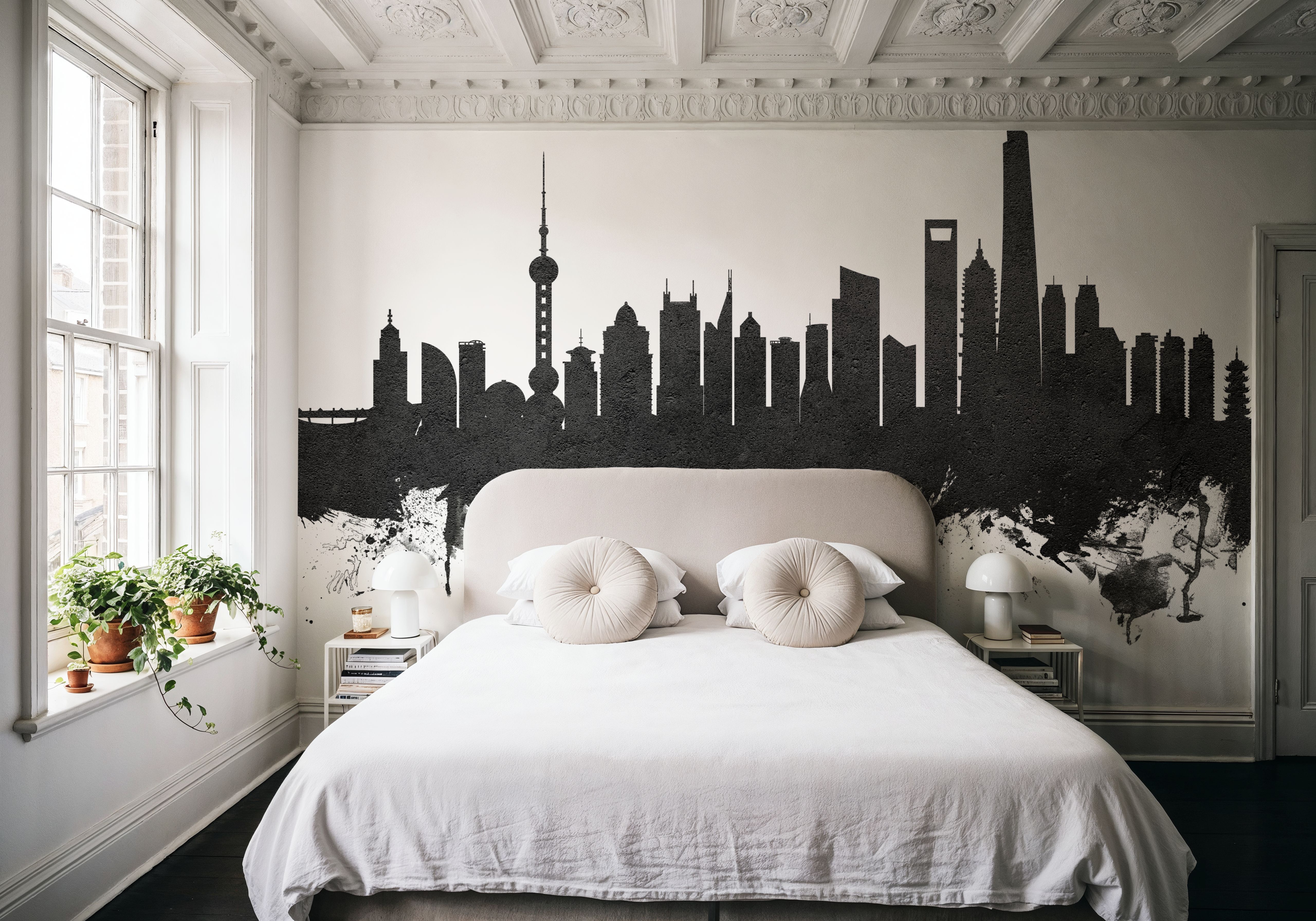 Shanghai China Skyline Black & White