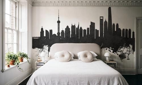 Shanghai China Skyline Black & White