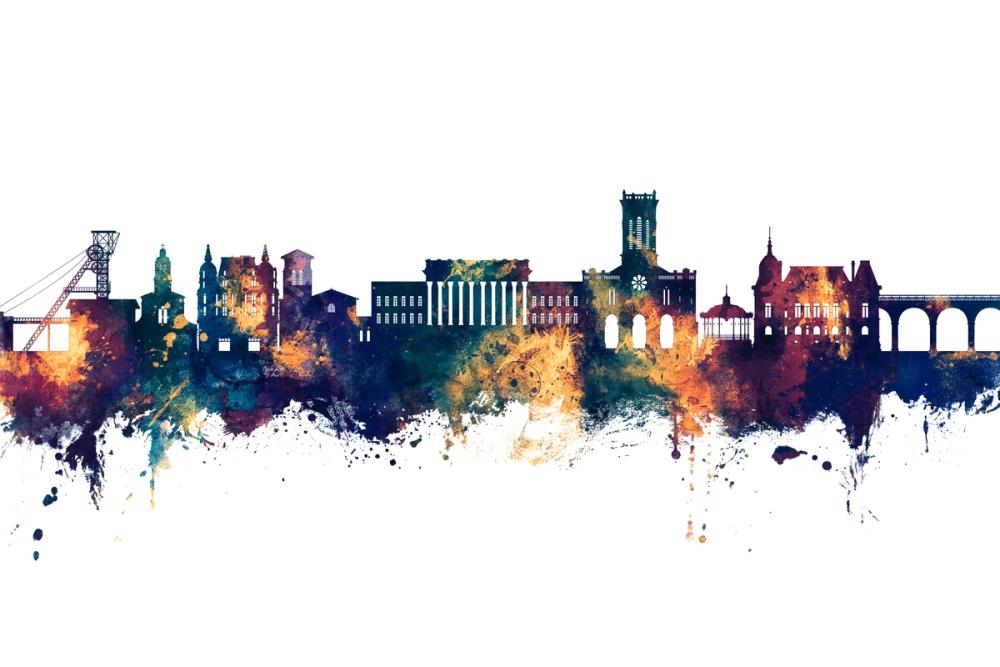 Saint-Étienne France Skyline Blue & Bronze