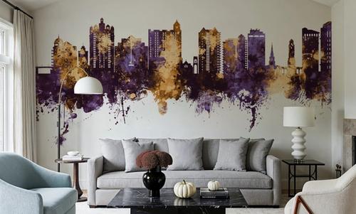 Sarasota Florida Skyline Purple & Gold