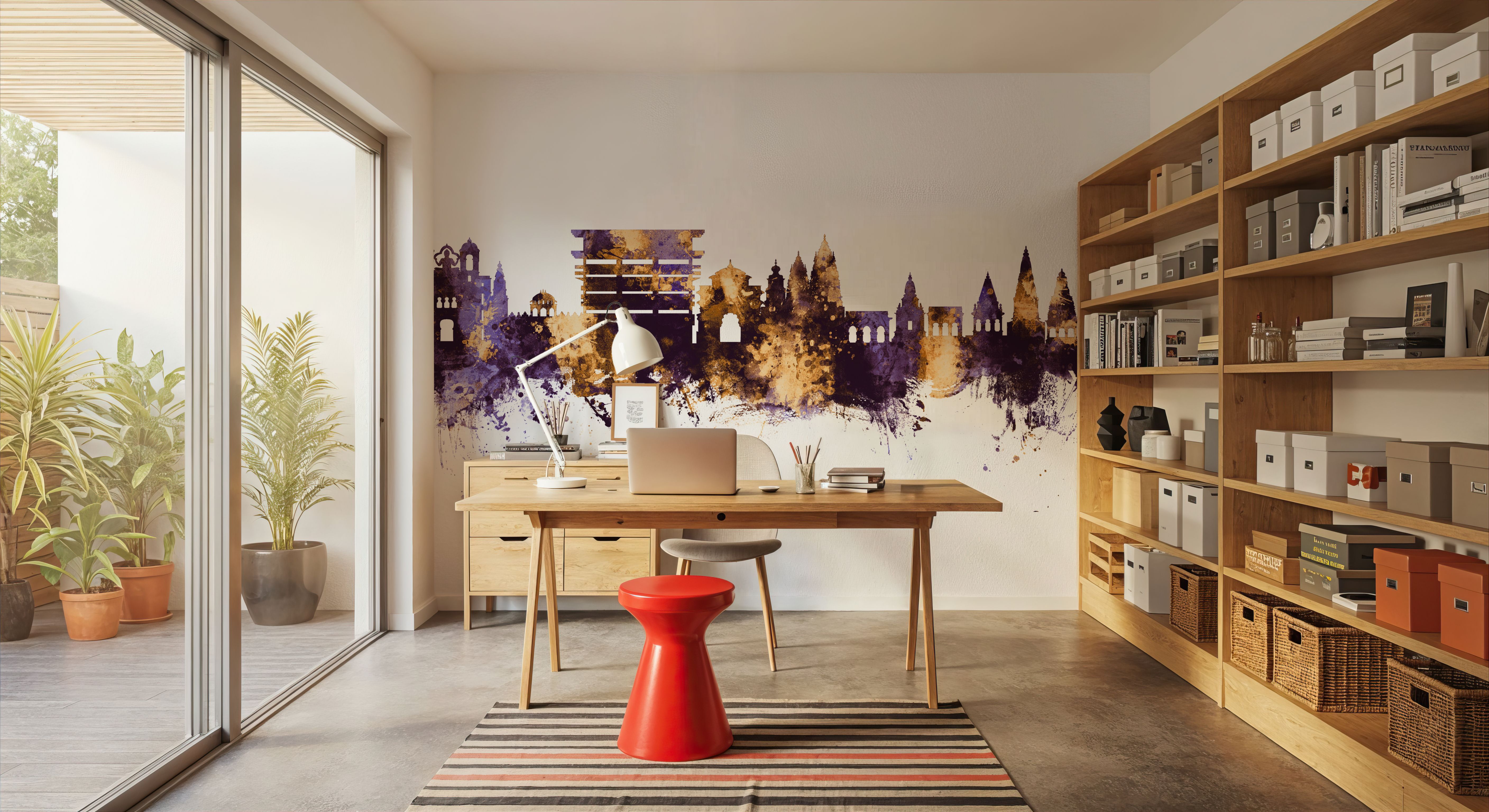 Pandharpur India Skyline Purple & Gold