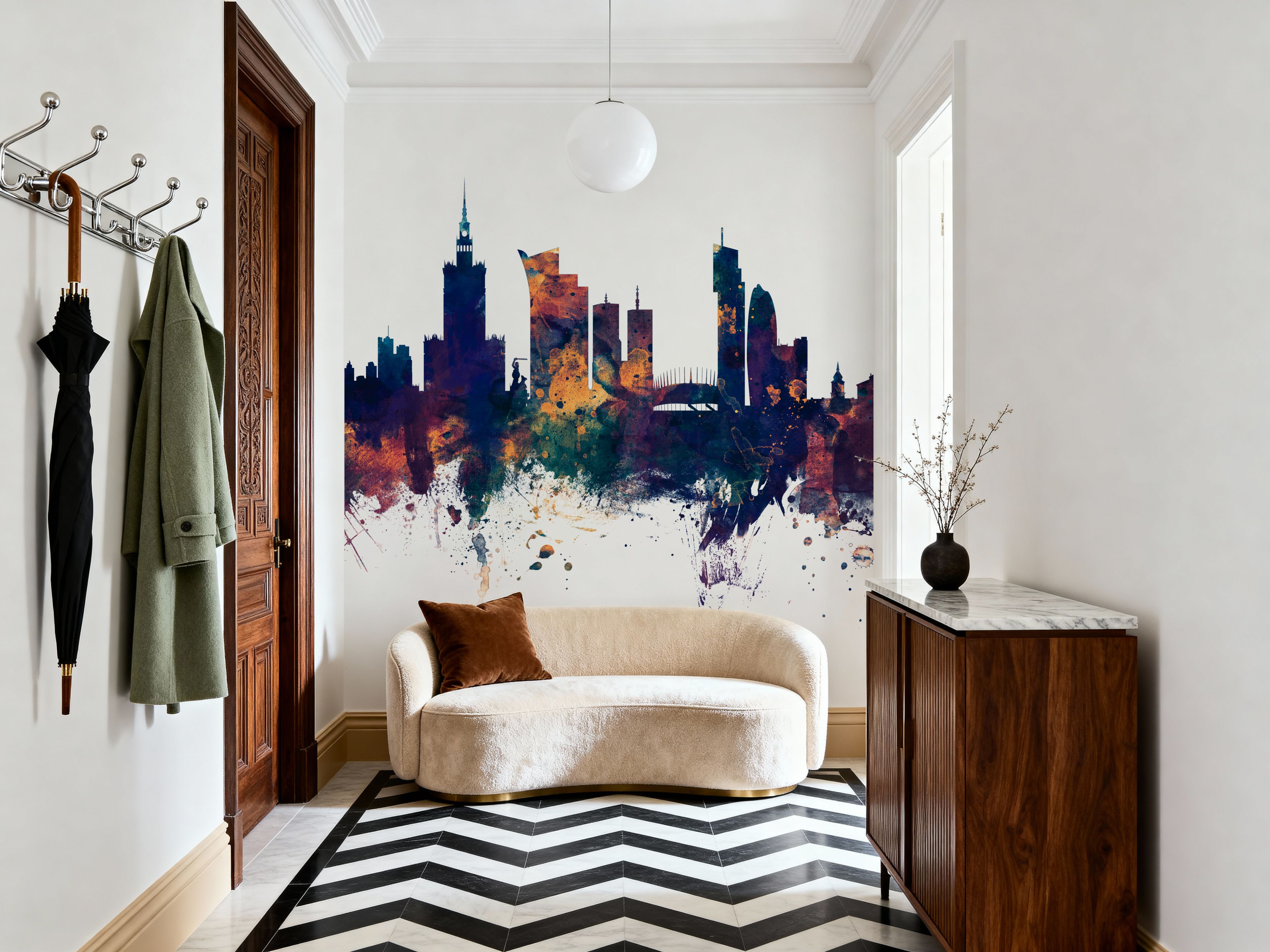 Warsaw Poland Skyline Blue & Bronze