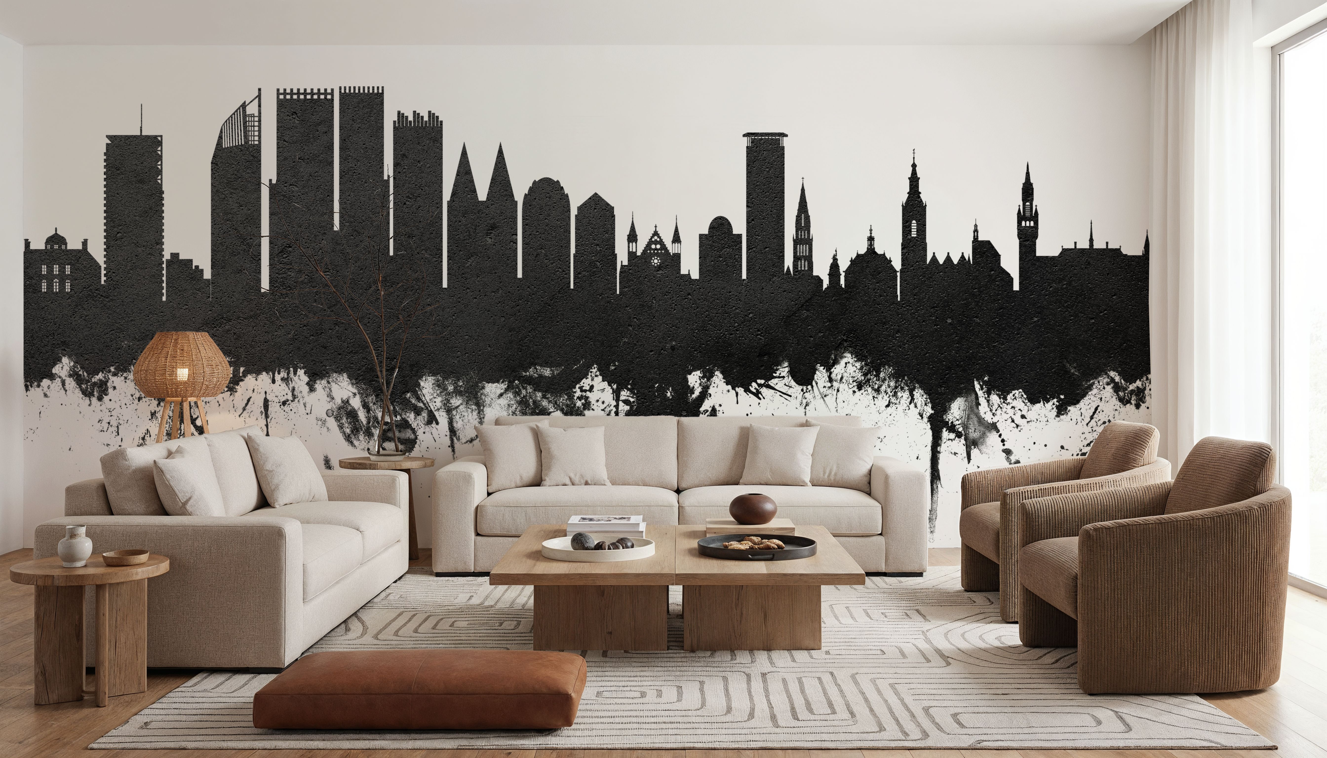 The Hauge Netherlands Skyline Black & White