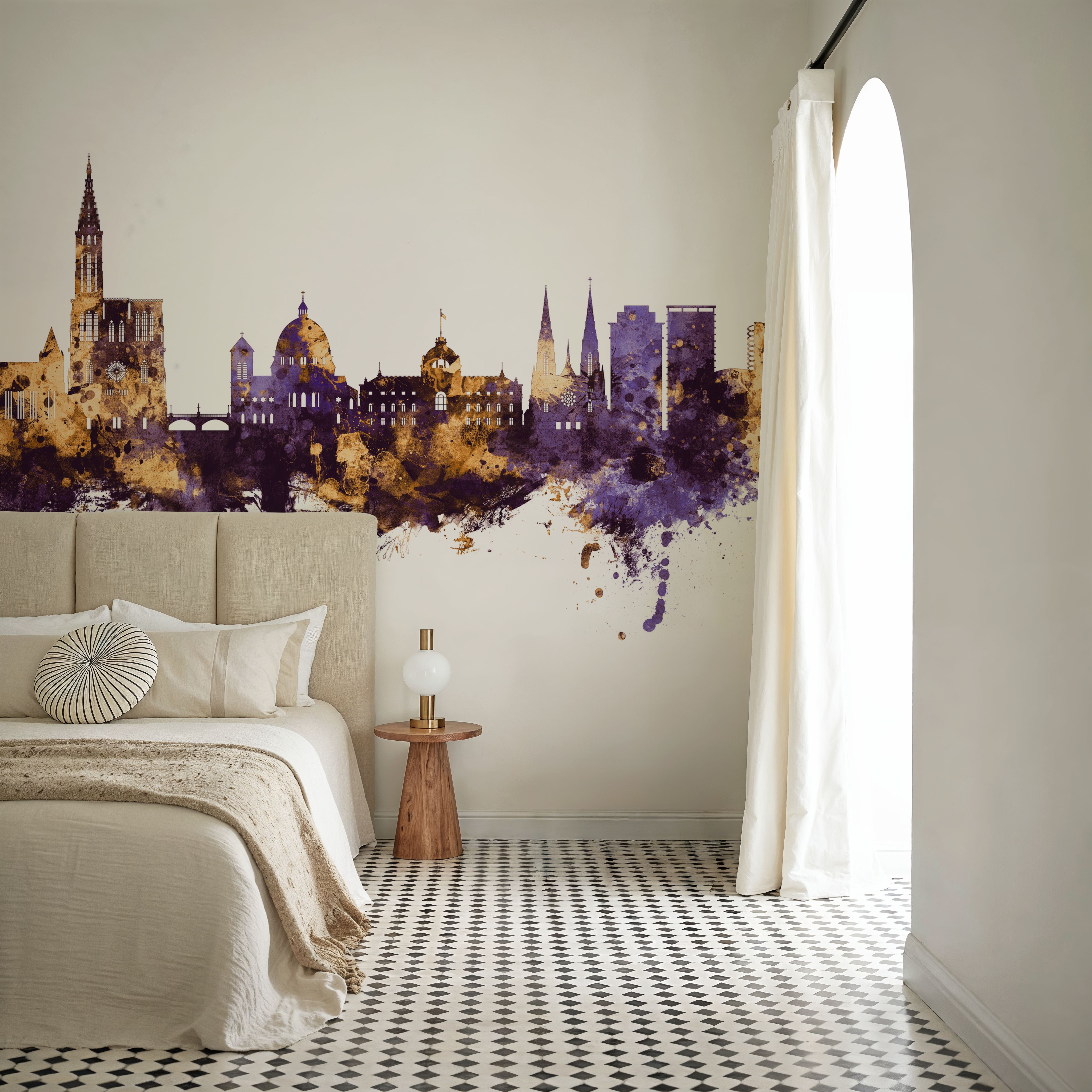 Strasbourg France Skyline Purple & Gold