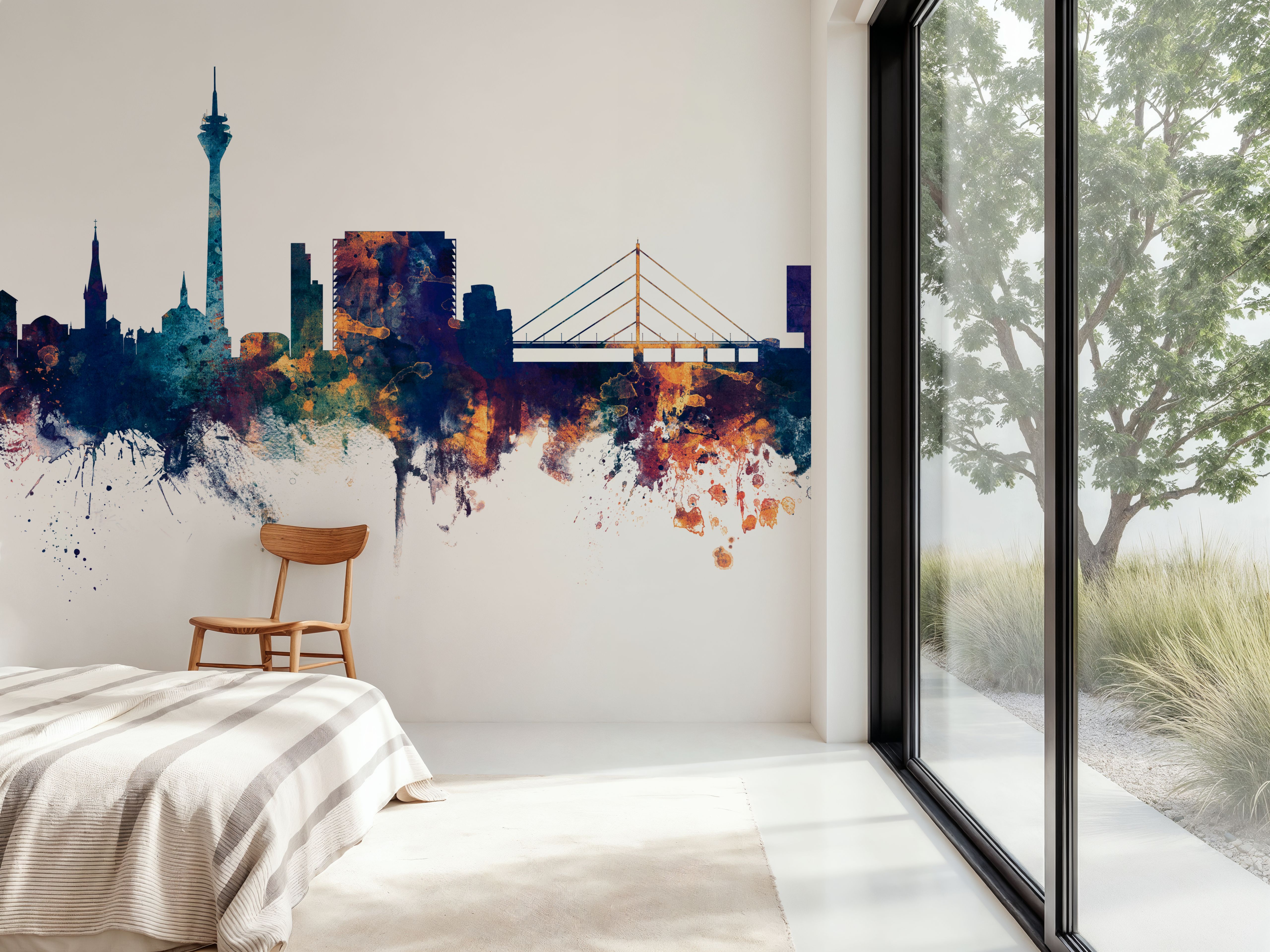 Düsseldorf Germany Skyline Blue & Bronze