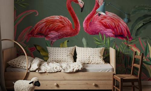 Shy Flamingos Green