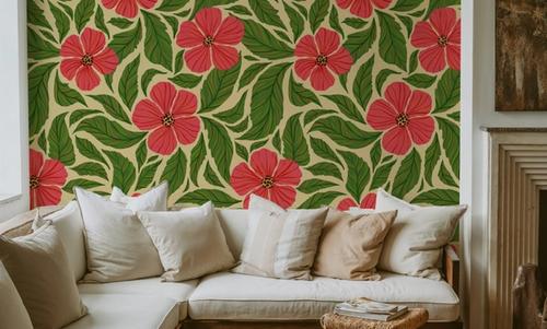 Dance of Flowers, Pink & Green