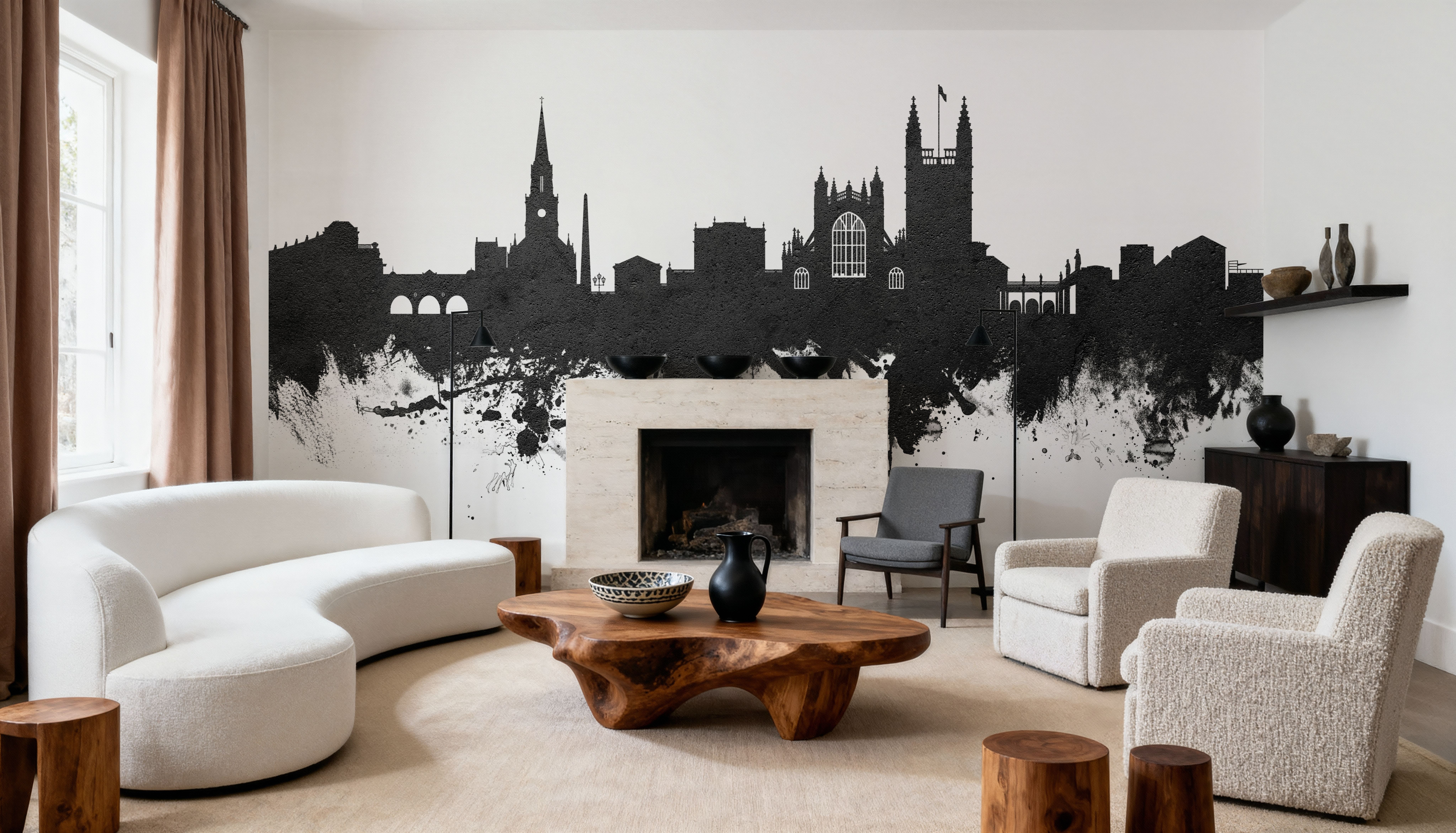 Bath England Skyline Black & White