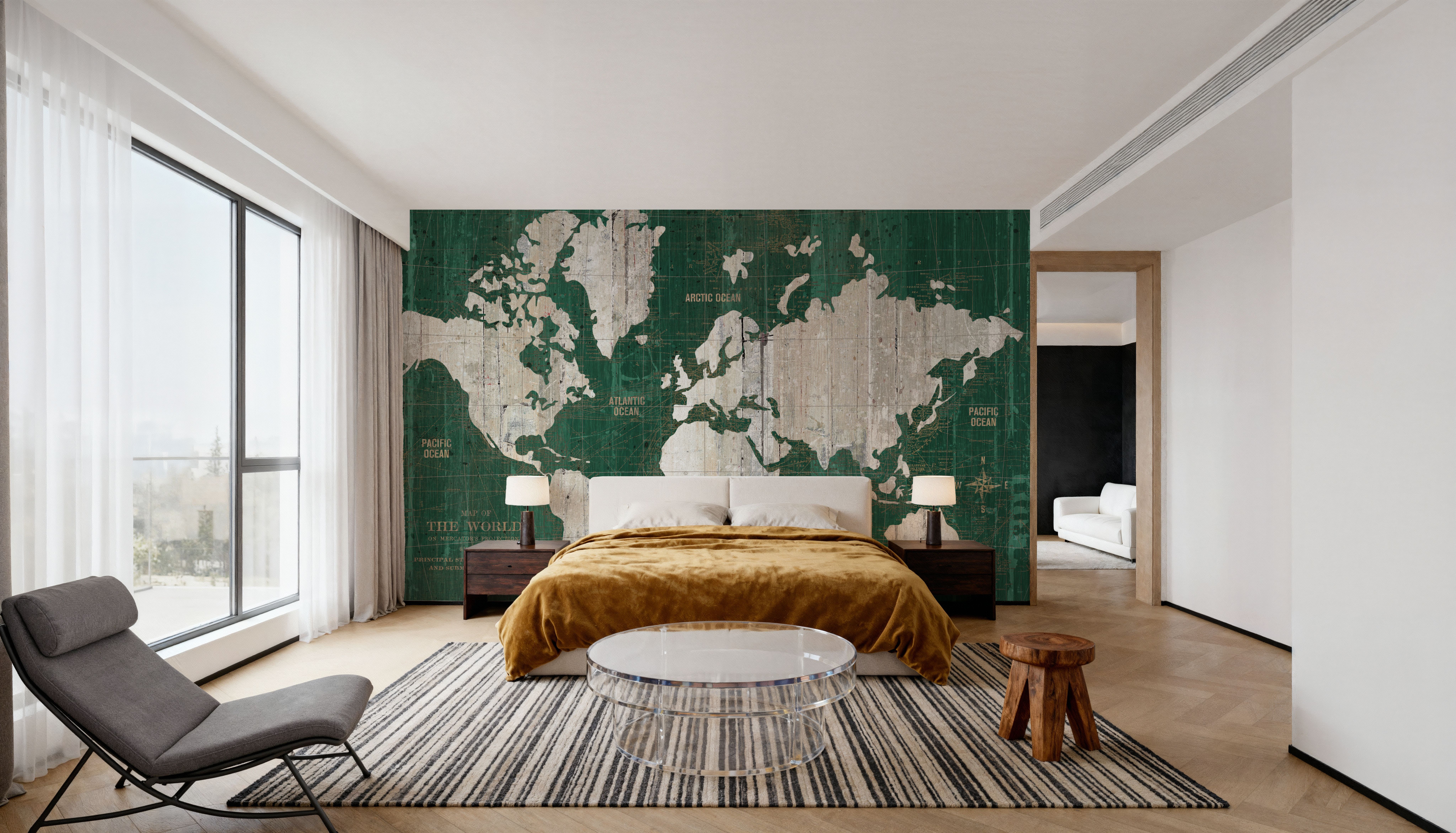 Old World Map Green