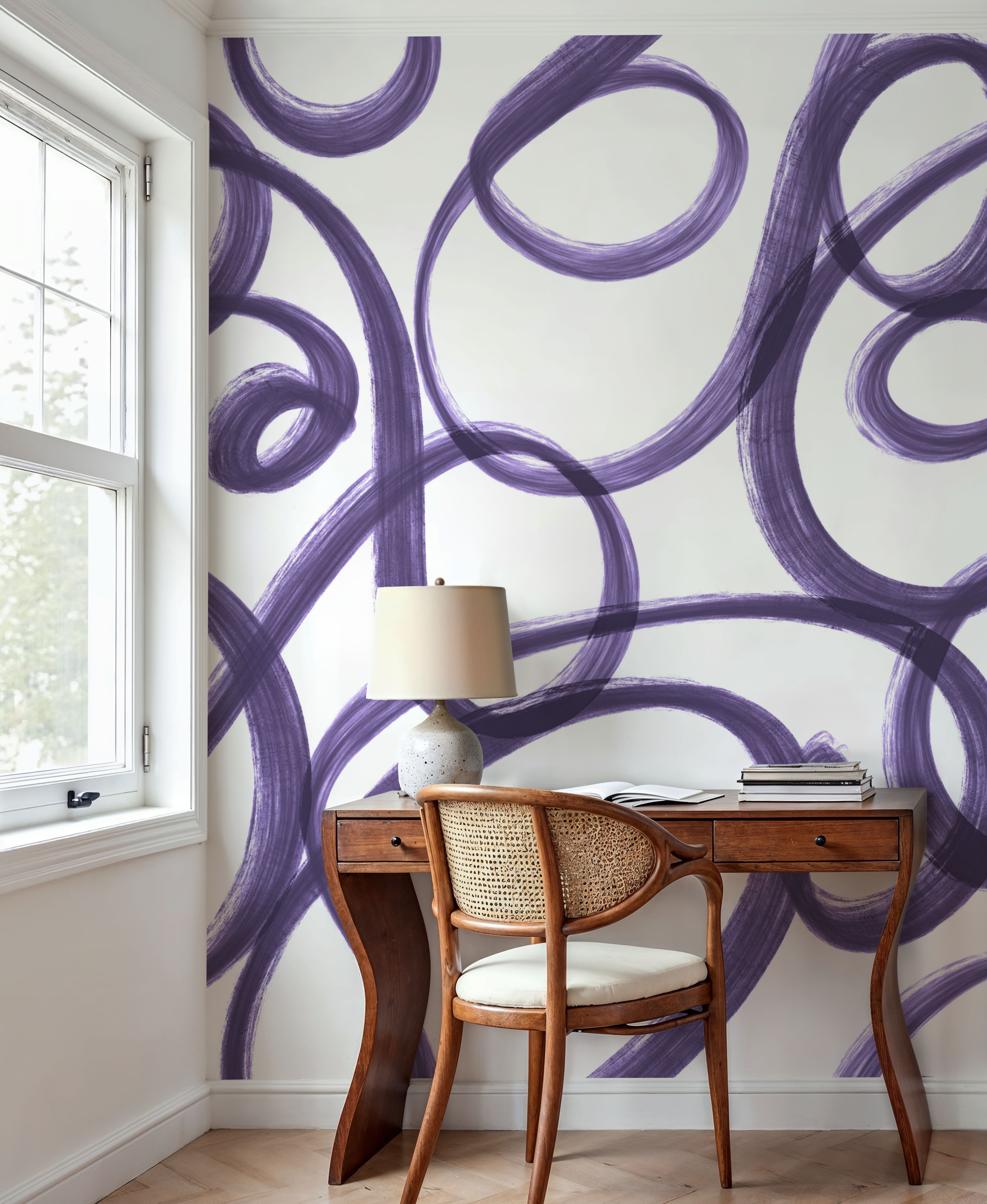 Curly Brush Lines, Grape