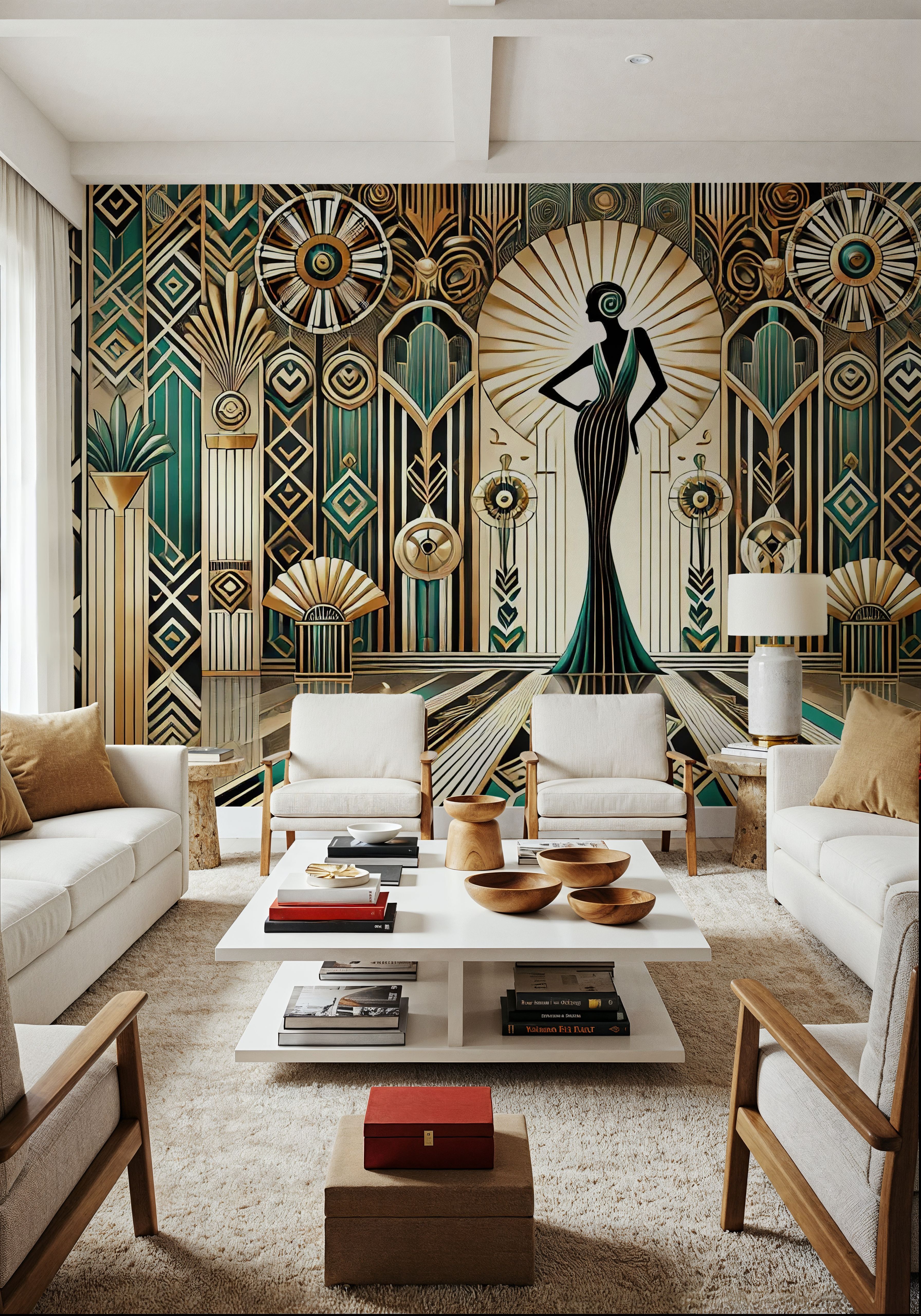Vintage Elegance Scene in Art Deco