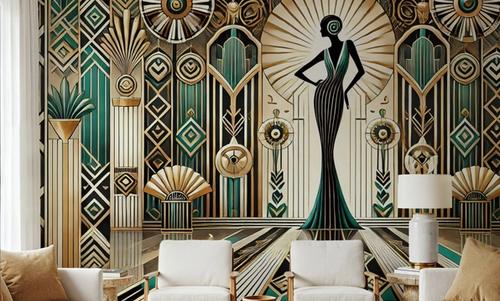 Vintage Elegance Scene in Art Deco